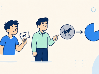 Cartoon bettor and rules analyst showing a withdrawn horse and a reduced payout token