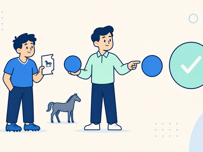 Cartoon bettor and rules analyst selecting the larger of two horse-racing price tokens