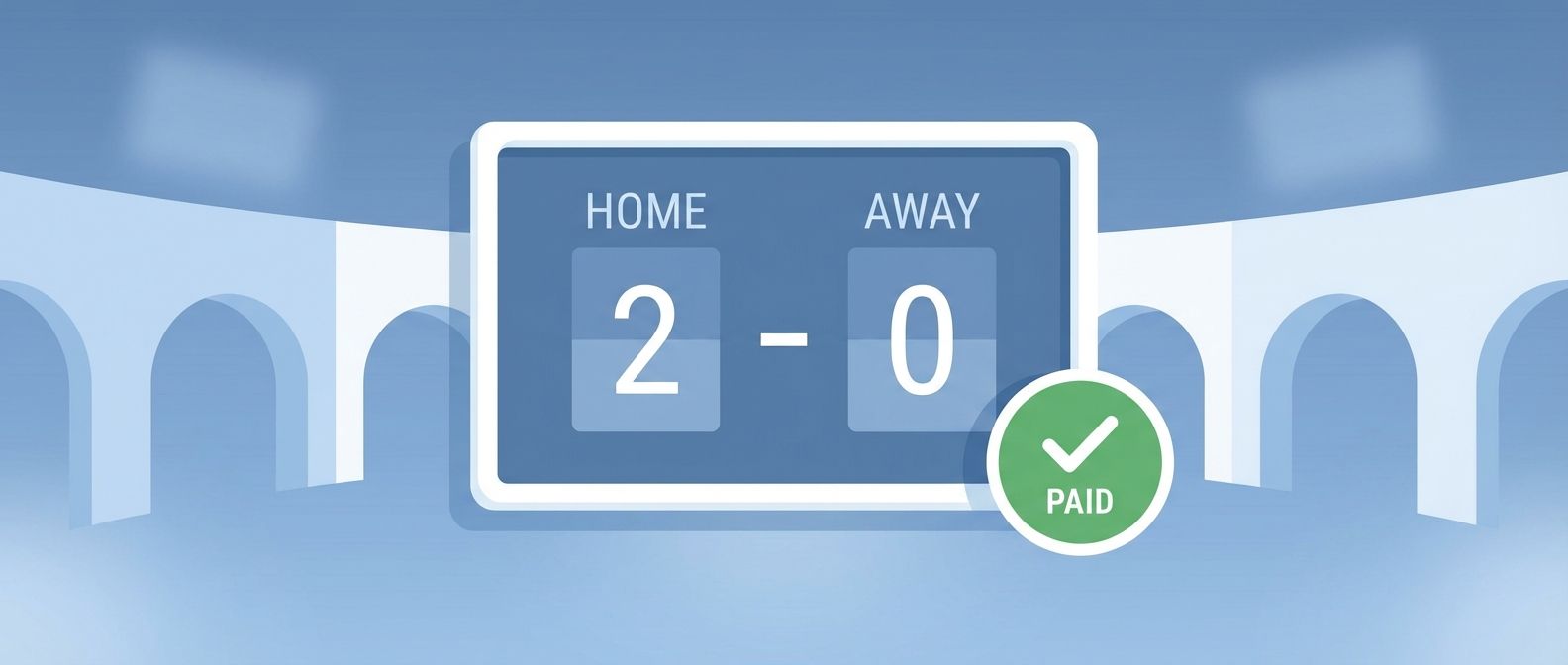 Early payout betting strategy illustrated with a football scoreboard showing a 2-0 lead and a green Paid badge indicating early payout has triggered