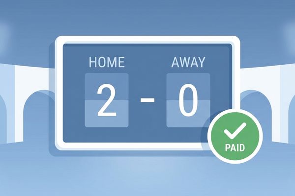 Early payout betting strategy illustrated with a football scoreboard showing a 2-0 lead and a green Paid badge indicating early payout has triggered