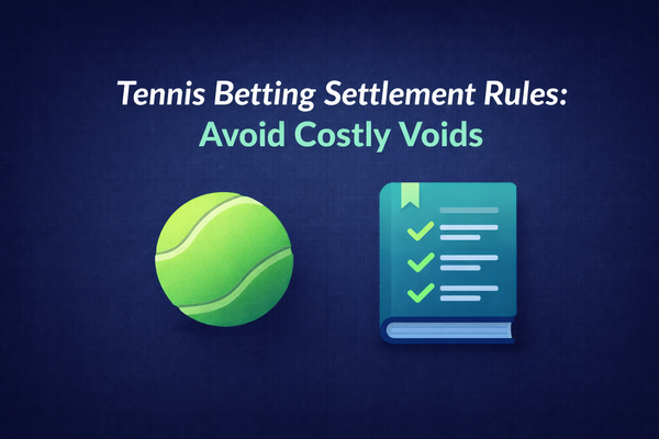 Minimal banner with a tennis ball icon and simple rule-check list motif