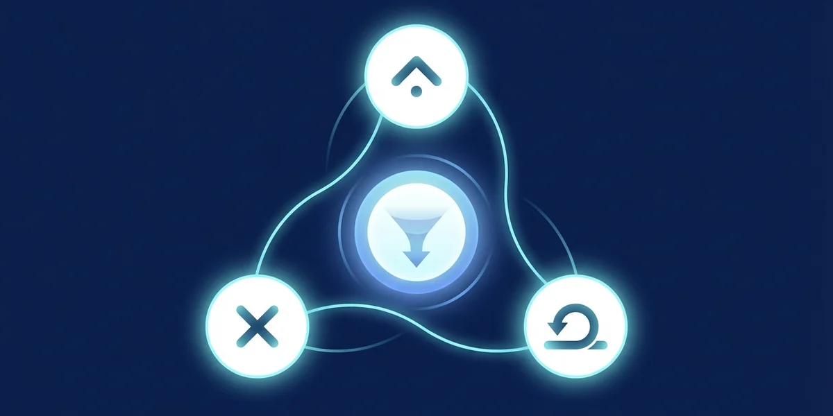 Abstract illustration showing 1, X, 2 betting outcome nodes connected to a central hub on a navy blue background, representing exchange netting