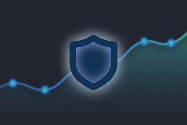 Abstract illustration of a shield protecting an upward-trending chart, representing betting account lifespan strategy