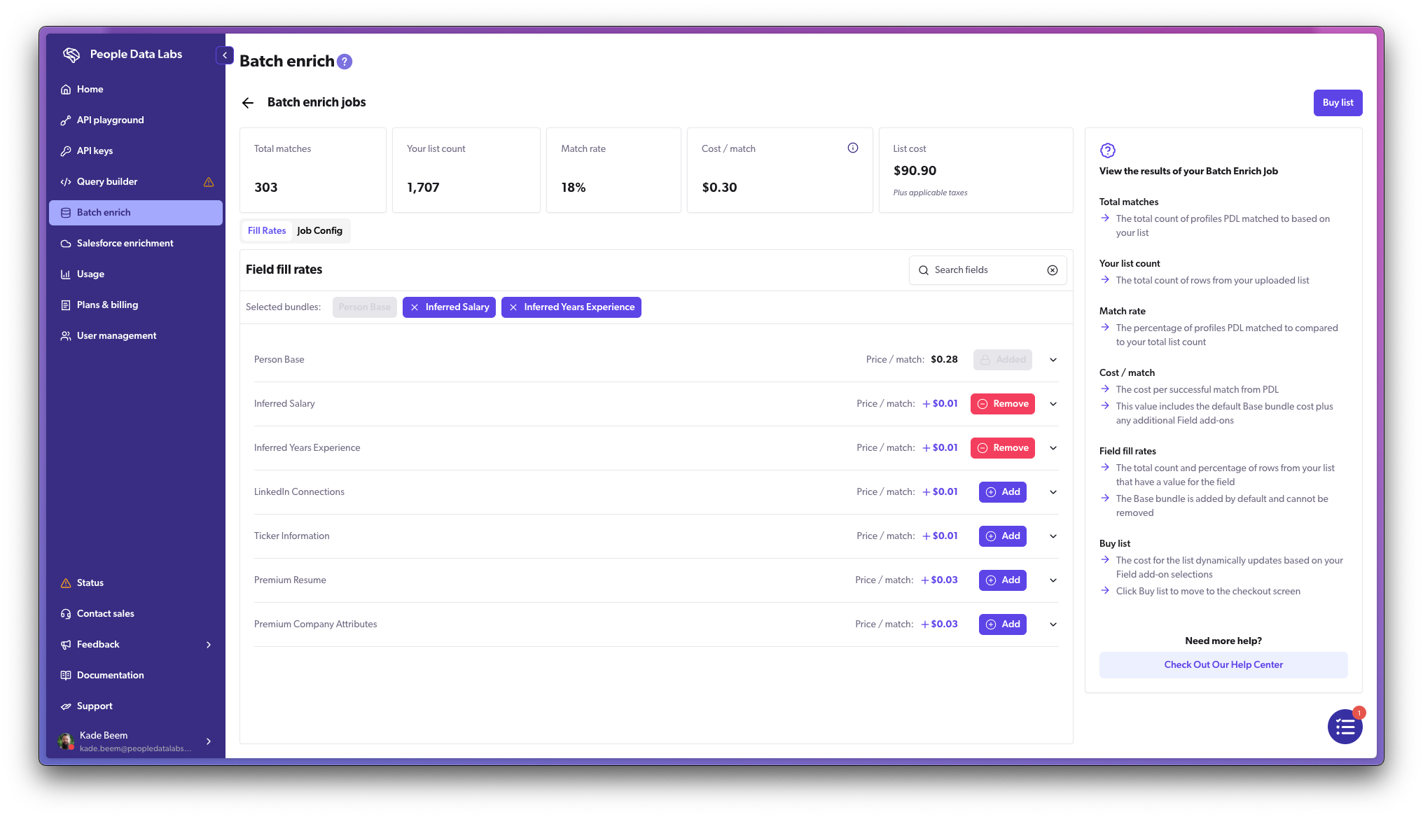 Batch enrich page screenshot
