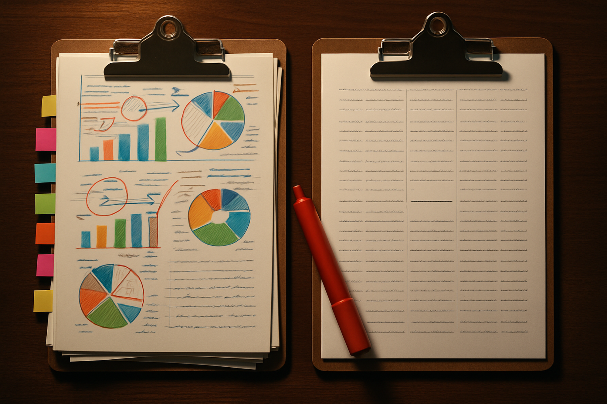 An HVAC field service job intake form on a metal clipboard — every field filled in with handwritten notes, except one field in the middle that sits visibly blank, its dotted line empty: the lead source that never got captured.