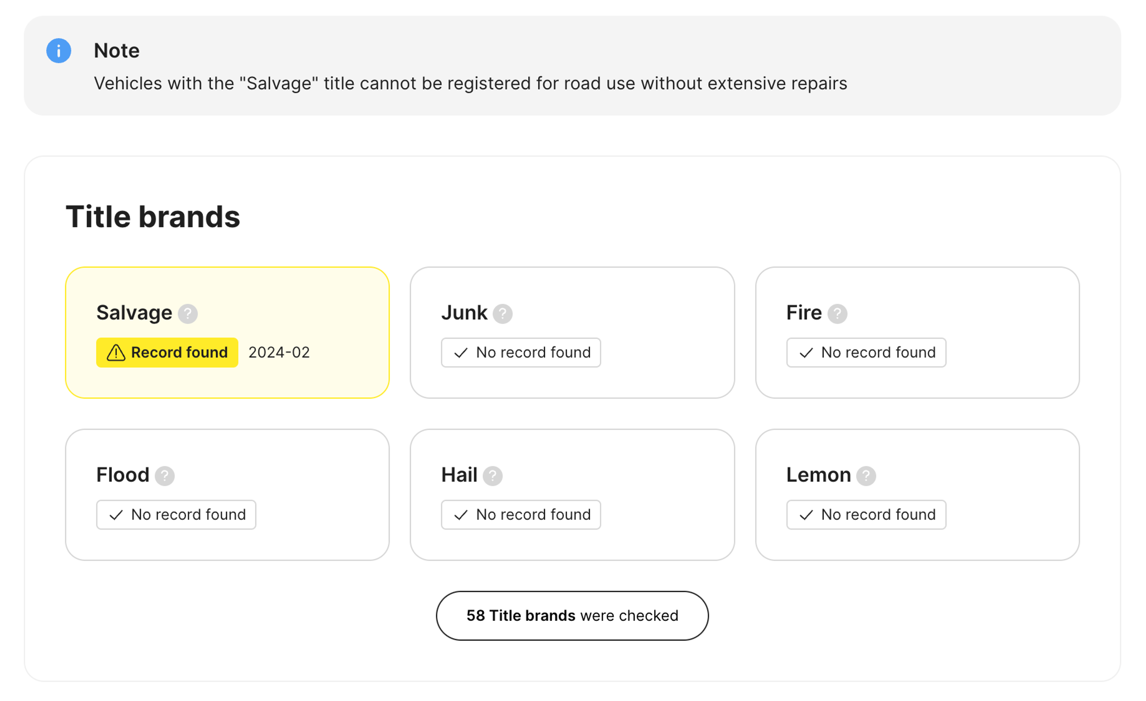 Salvage title brand found during the title check
