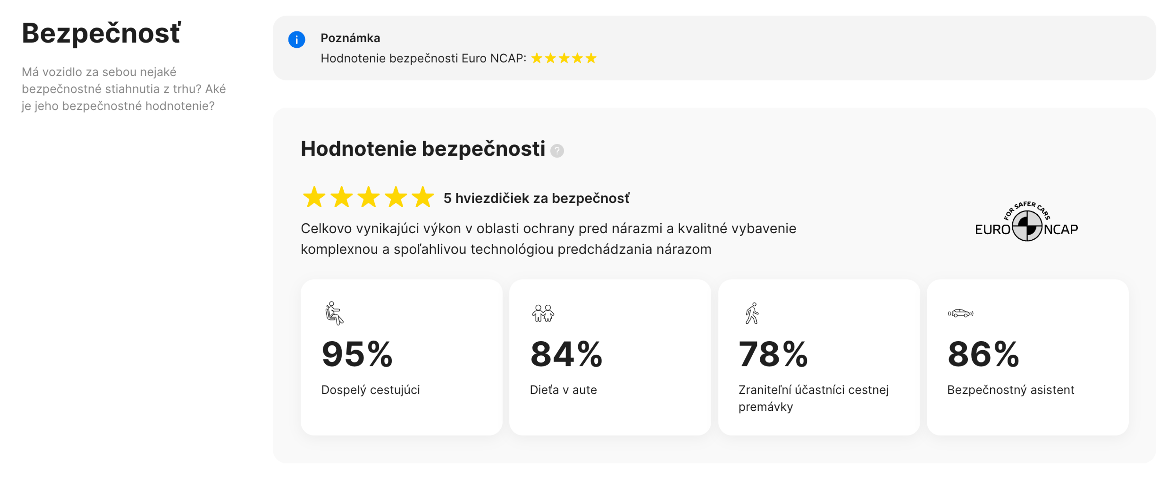 Bezpečnostná sekcia v správe carVertical