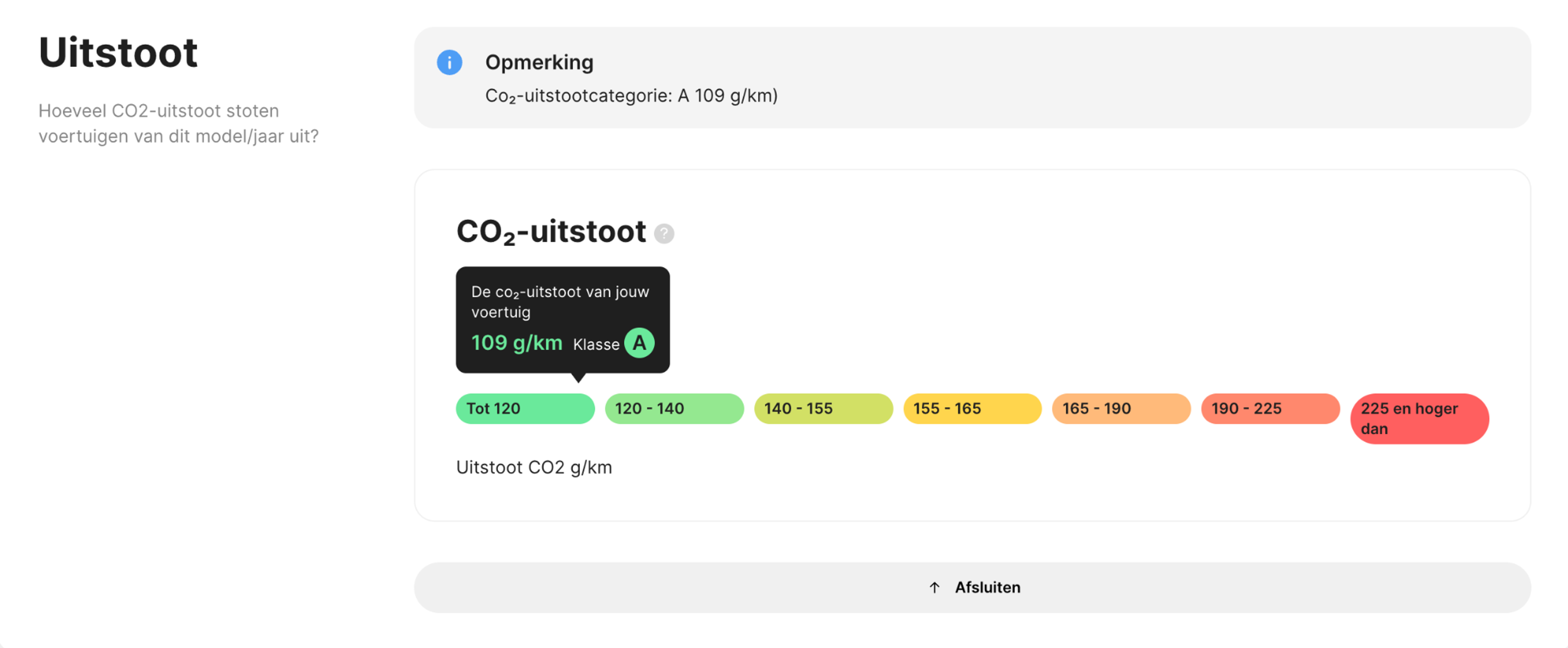 emissies sectie in carVertical rapport