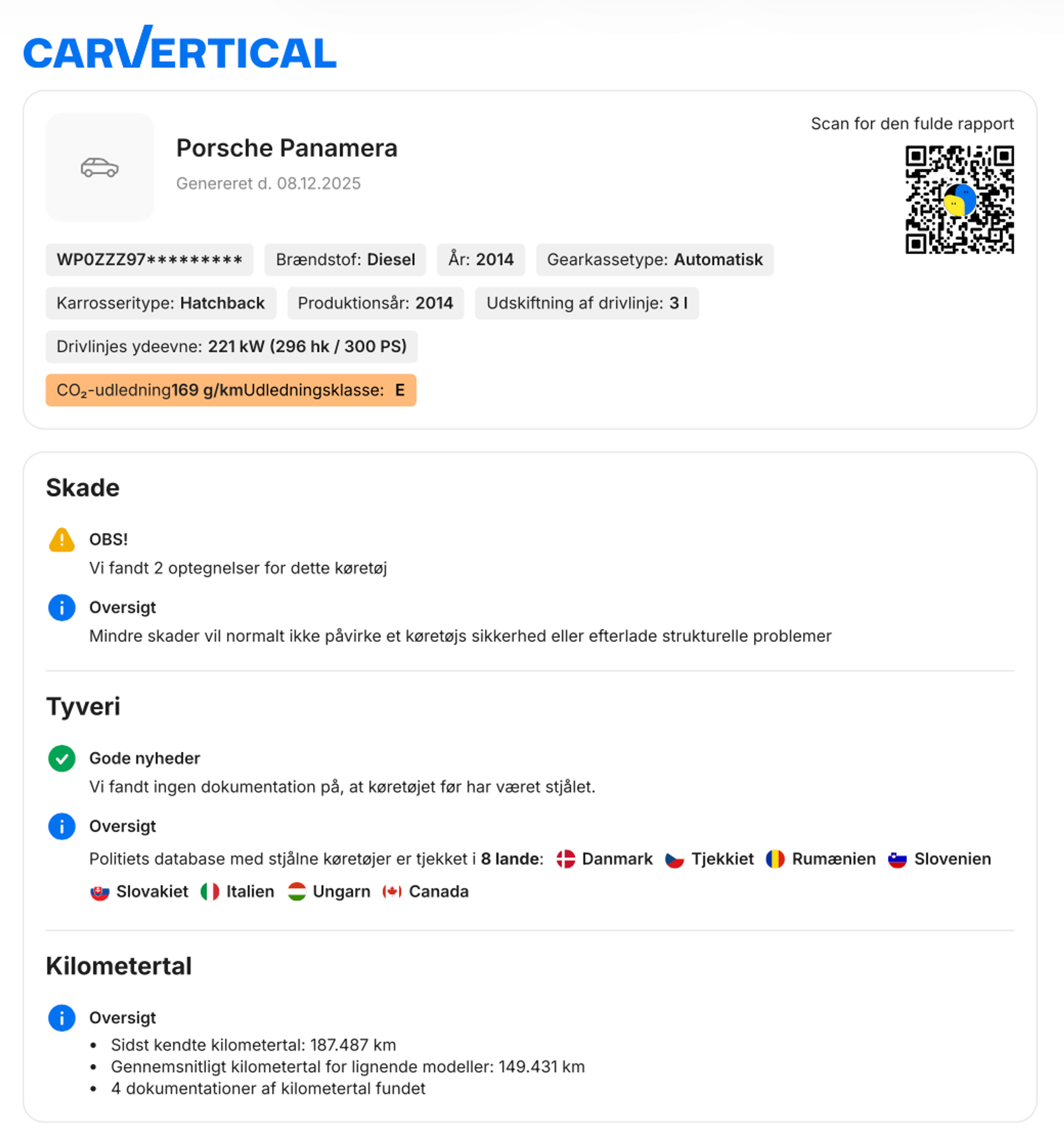 Biloplysninger vist i PDF-oversigten