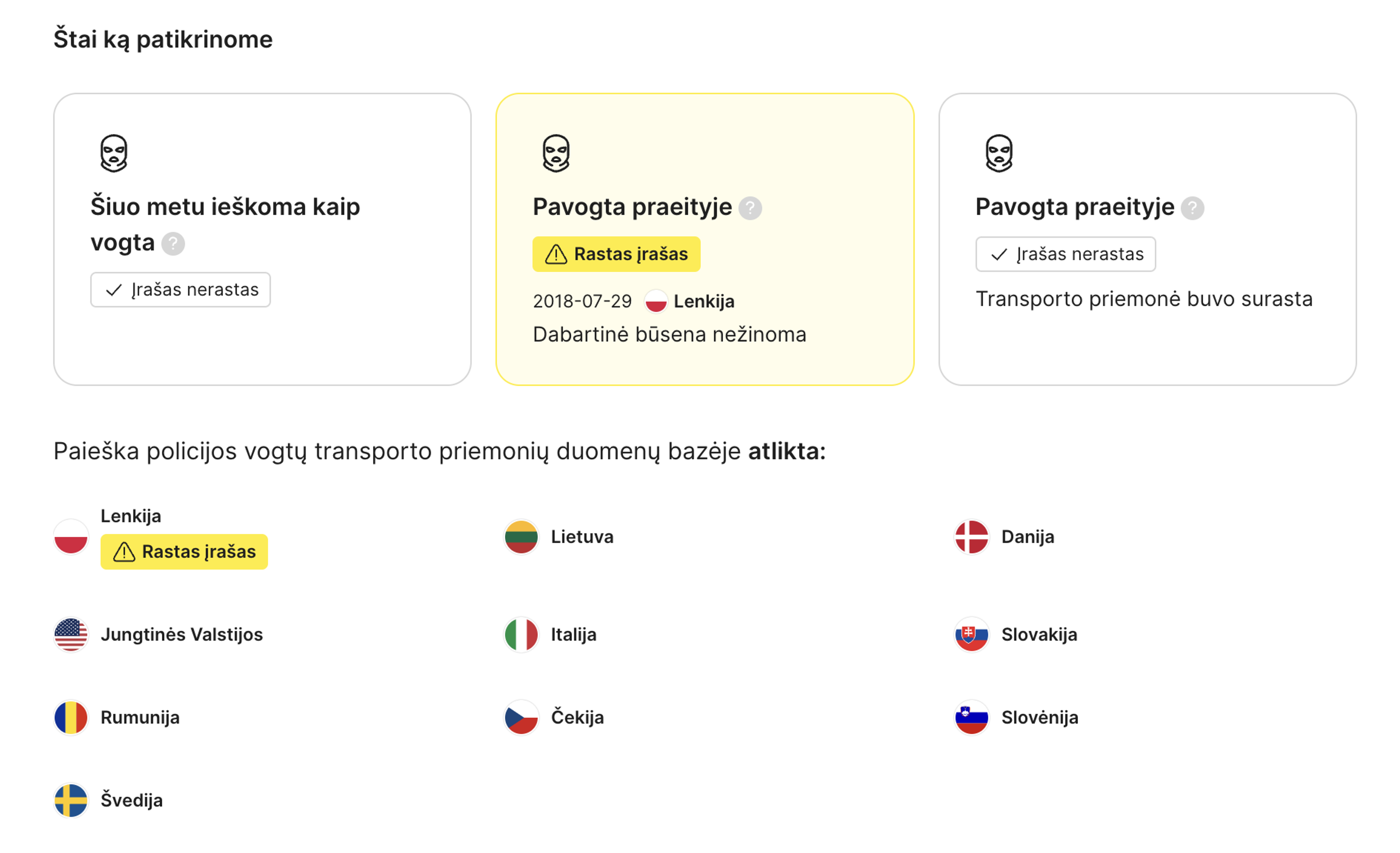 šalys tikrintos dėl vagystes