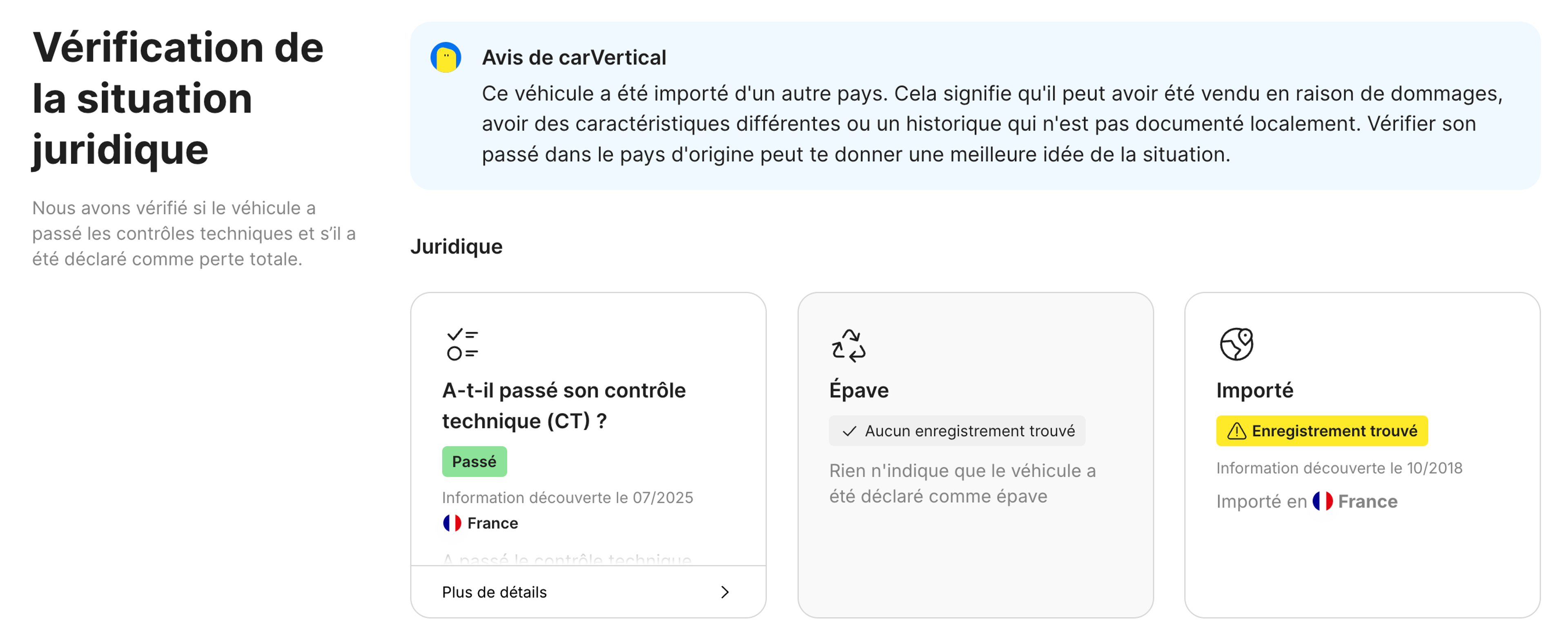 Vérification de la situation juridique