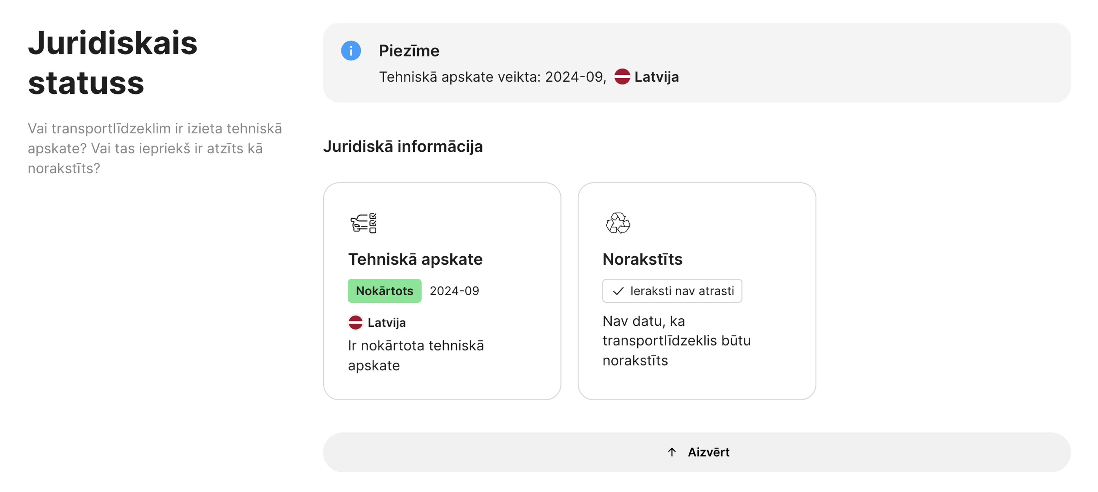 juridiskie ieraksti, kas atrodami carVertical pārskatā
