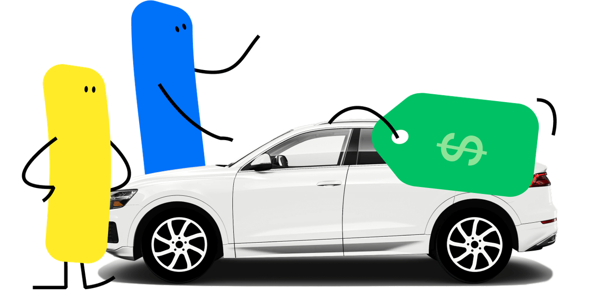 mascots next to a car