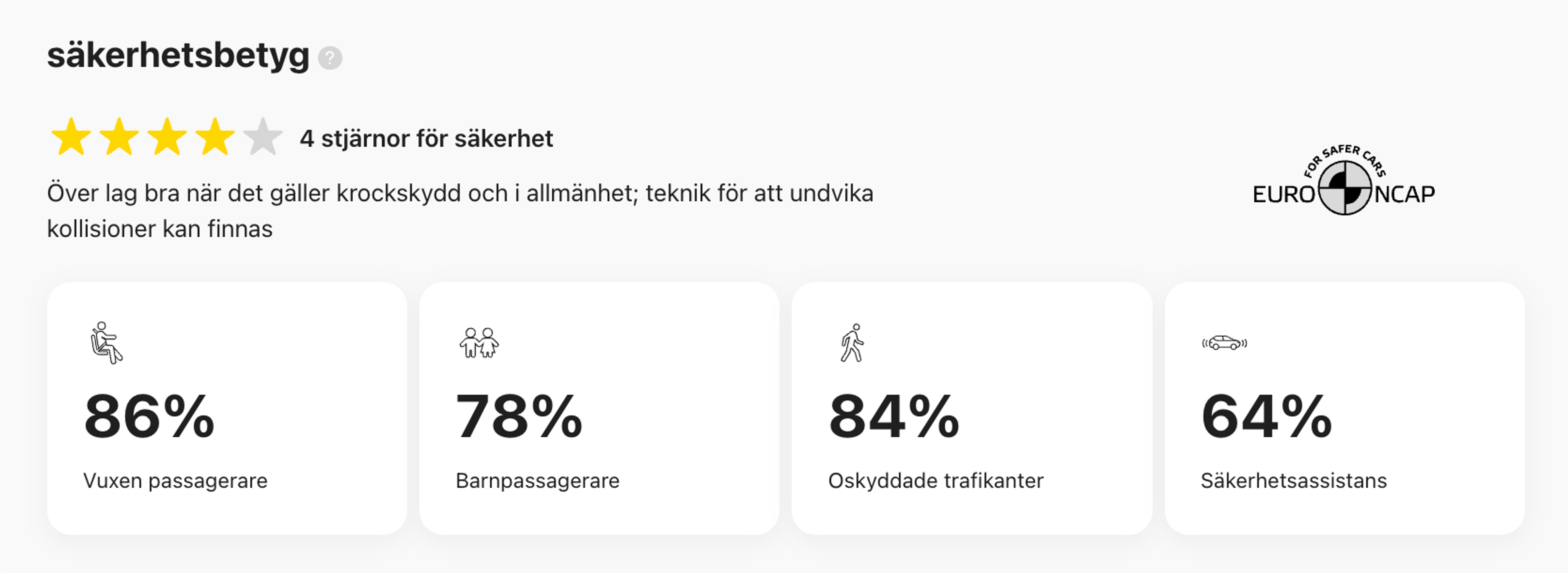 Euro NCAP säkerhetsbetyg i bilVertikal rapport