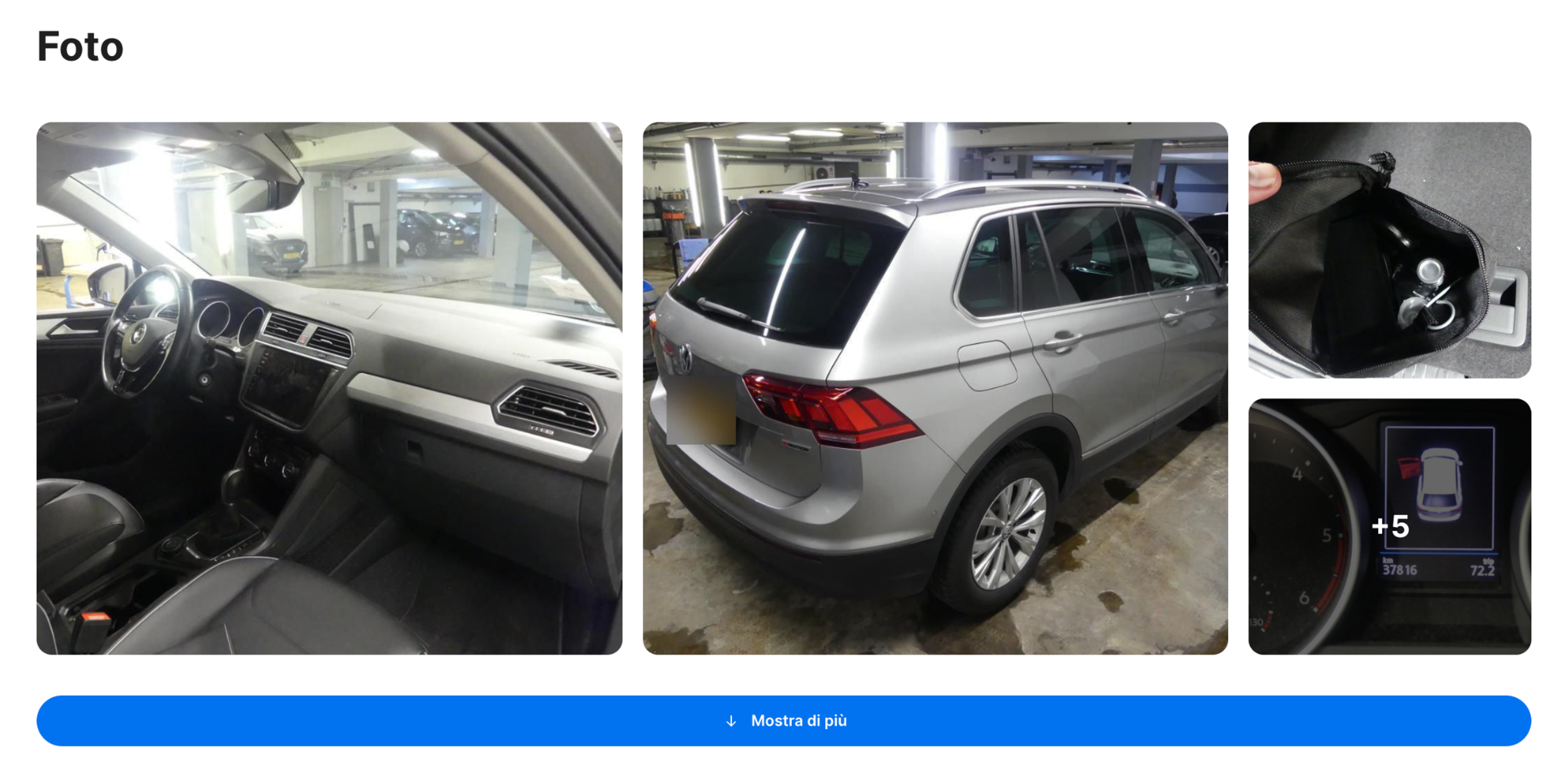 Sezione foto nel report carVertical