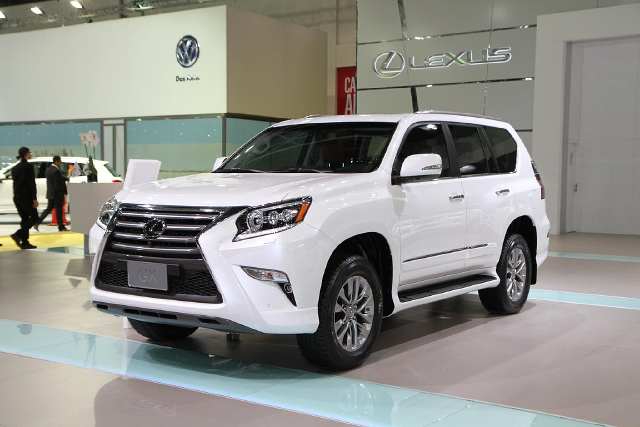 White Lexus GX in a showroom