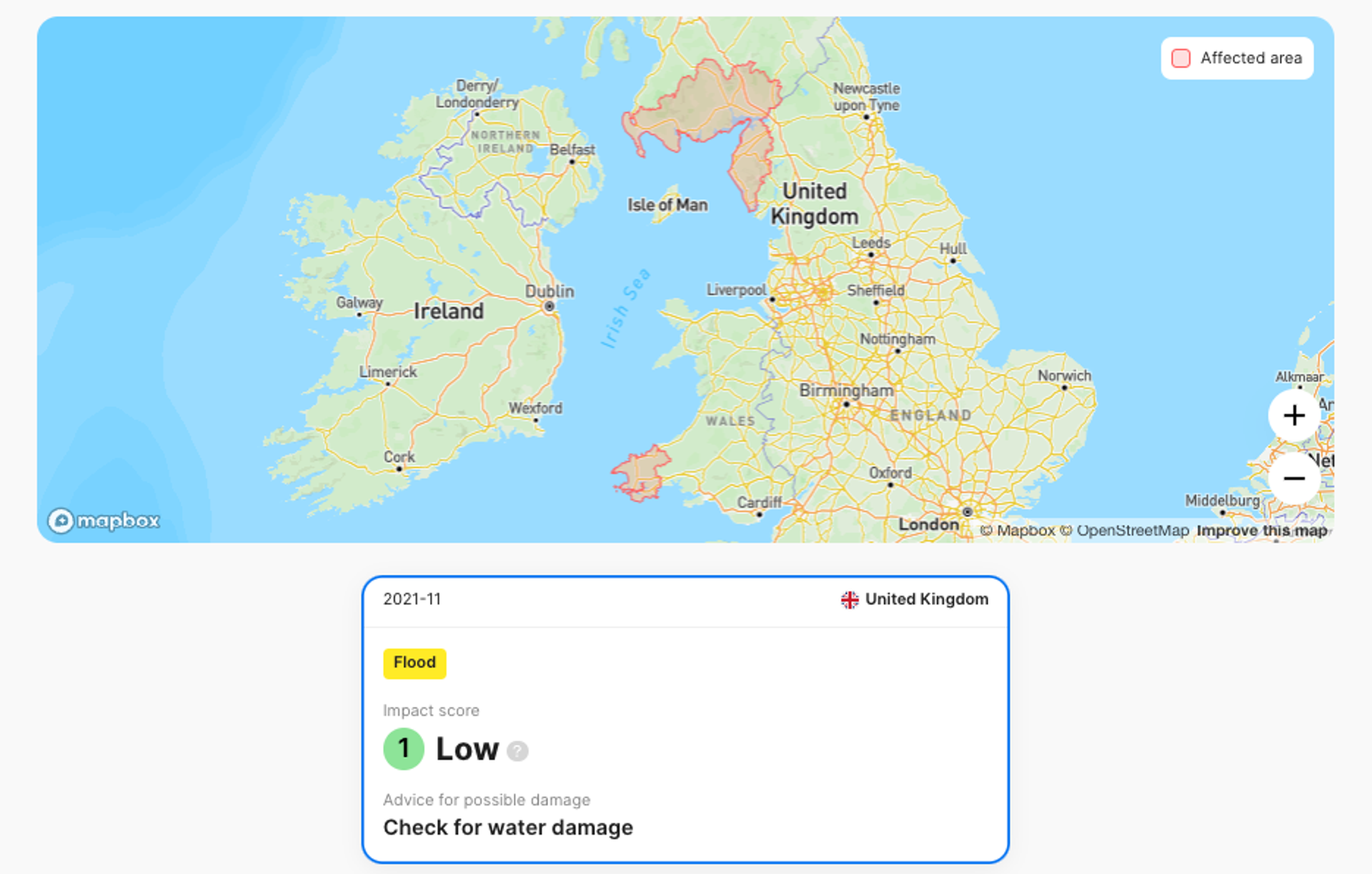 Our history report reveals that the vehicle’s location was recorded in the area of a flood