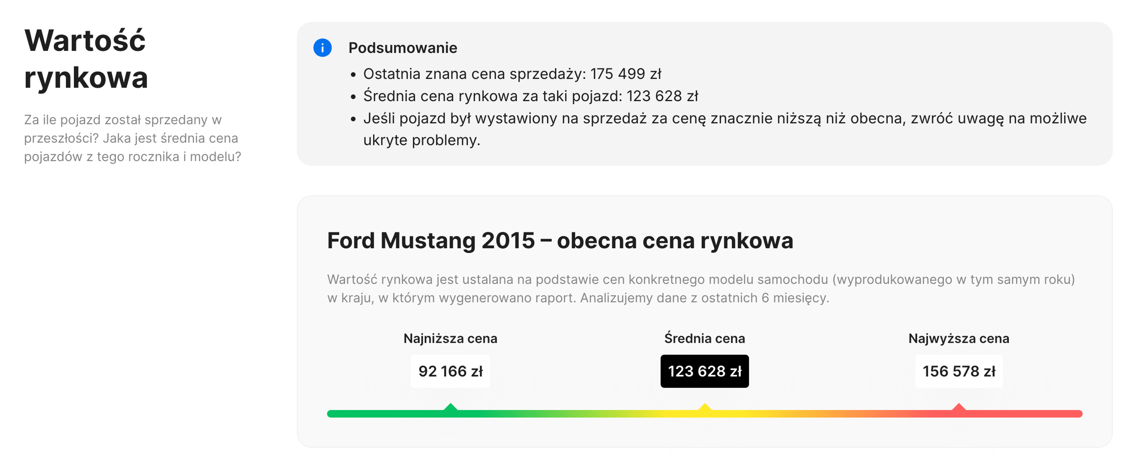 Wartość rynkowa w raporcie carVertical
