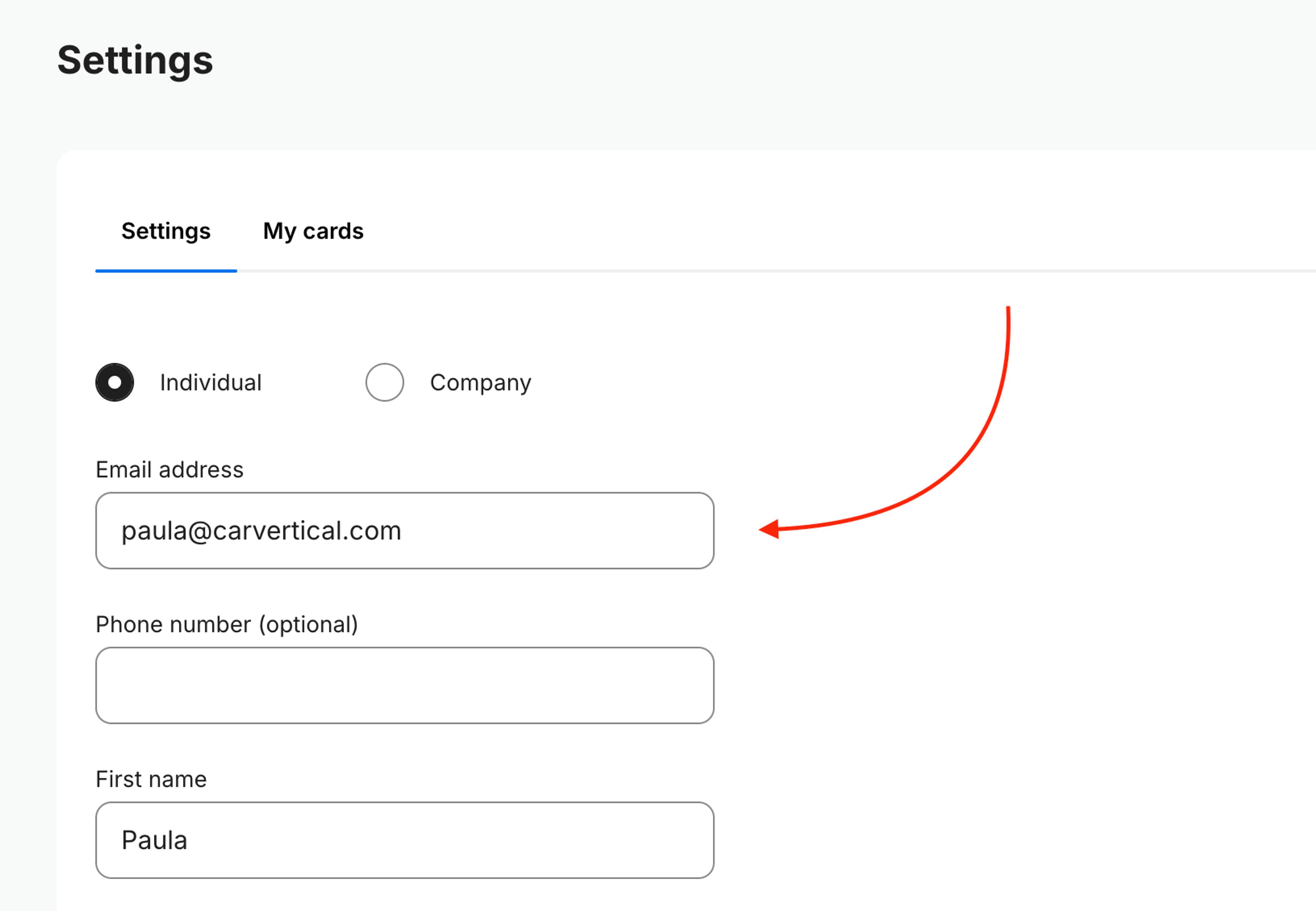 change email in carVertical account