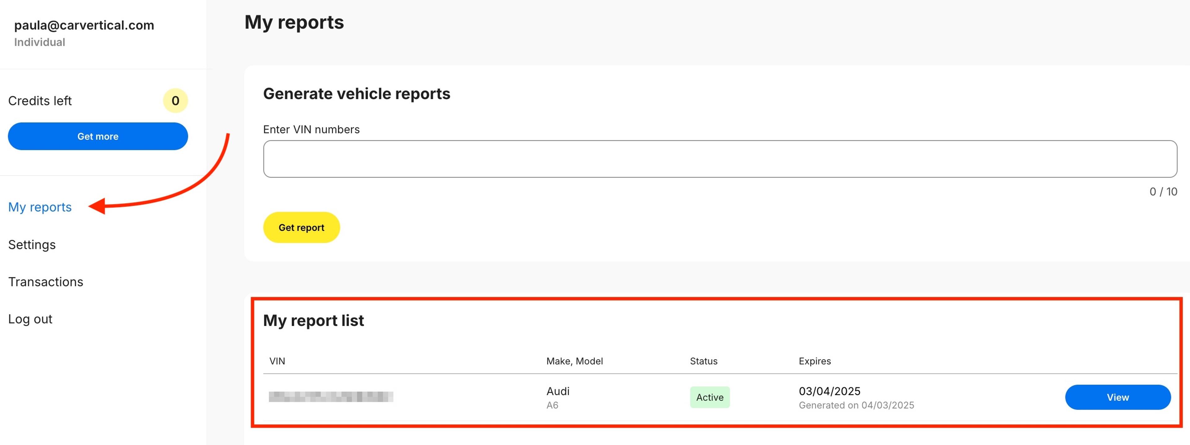 my reports list