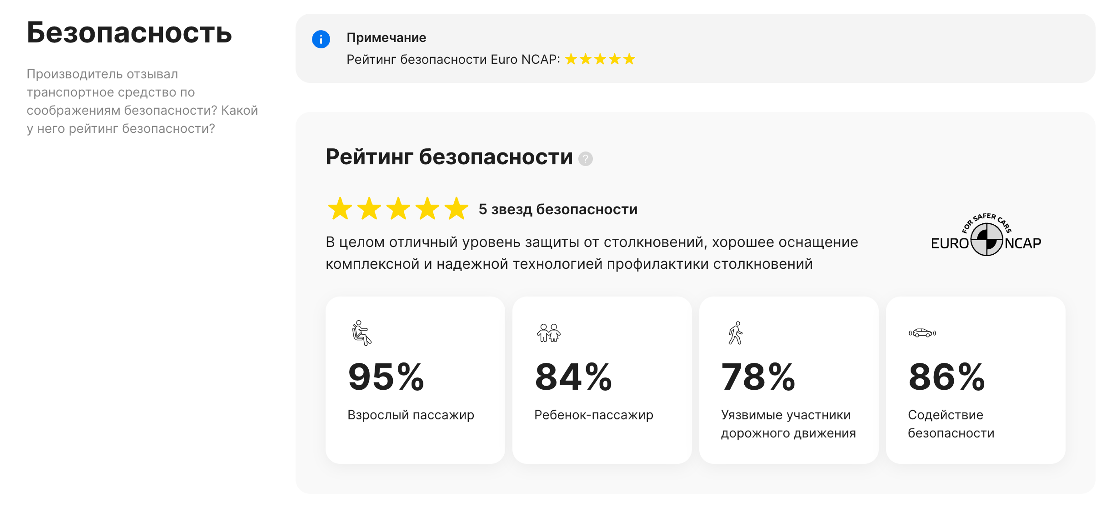 Раздел безопасности в carVertical report