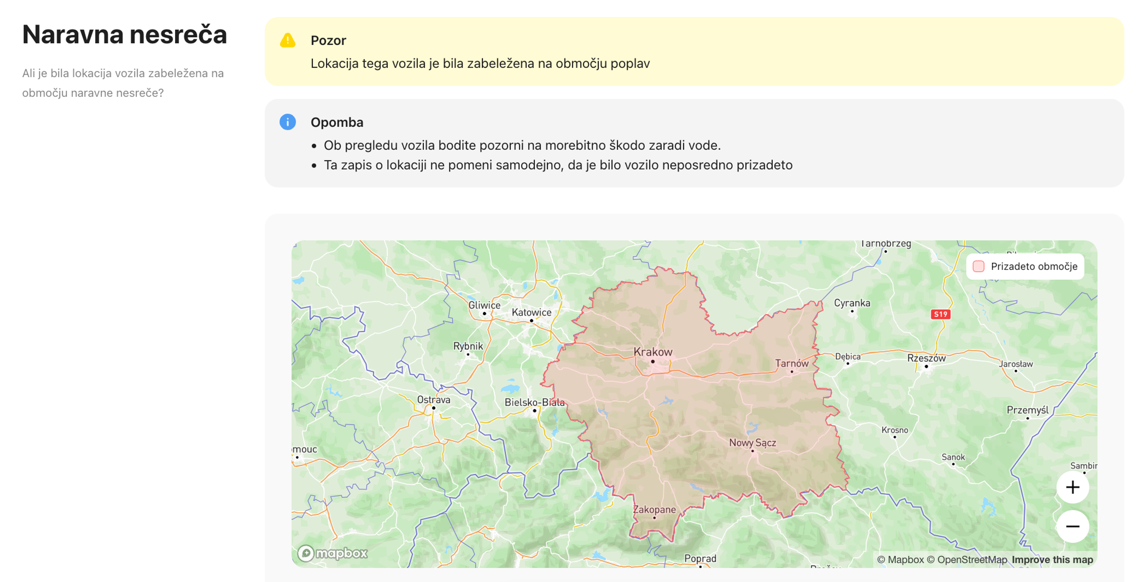 Zapis o poplavi je bil najden v poročilu o zgodovini vozila carVertical