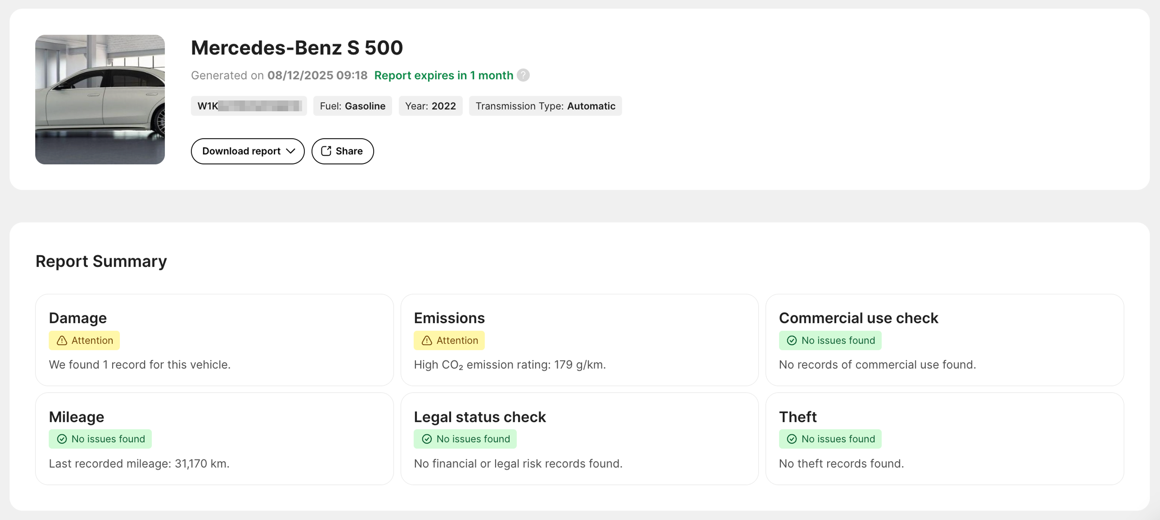 Summary section of the report