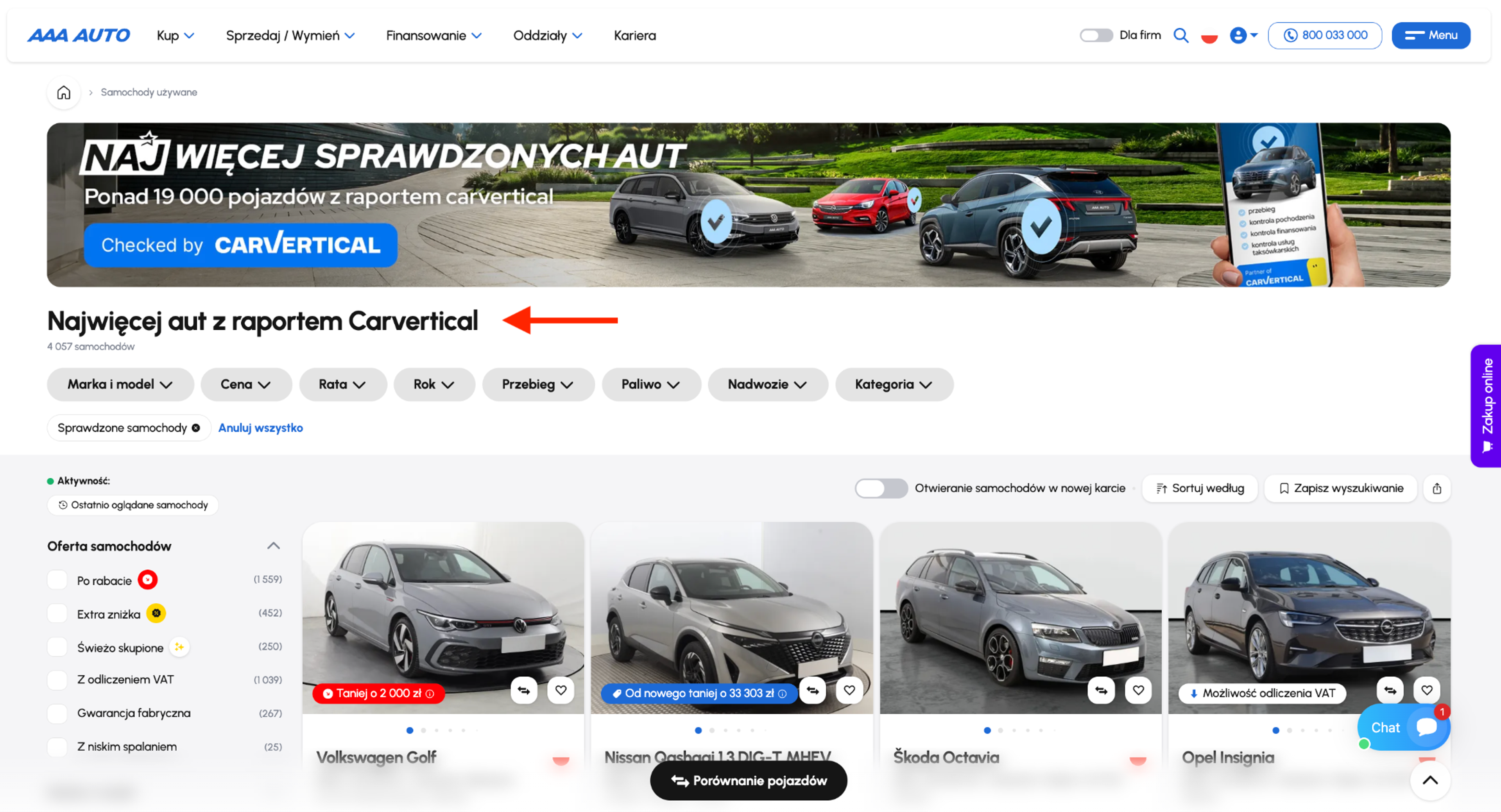 Odznaka zaufania carVertical na stronie internetowej partnerów