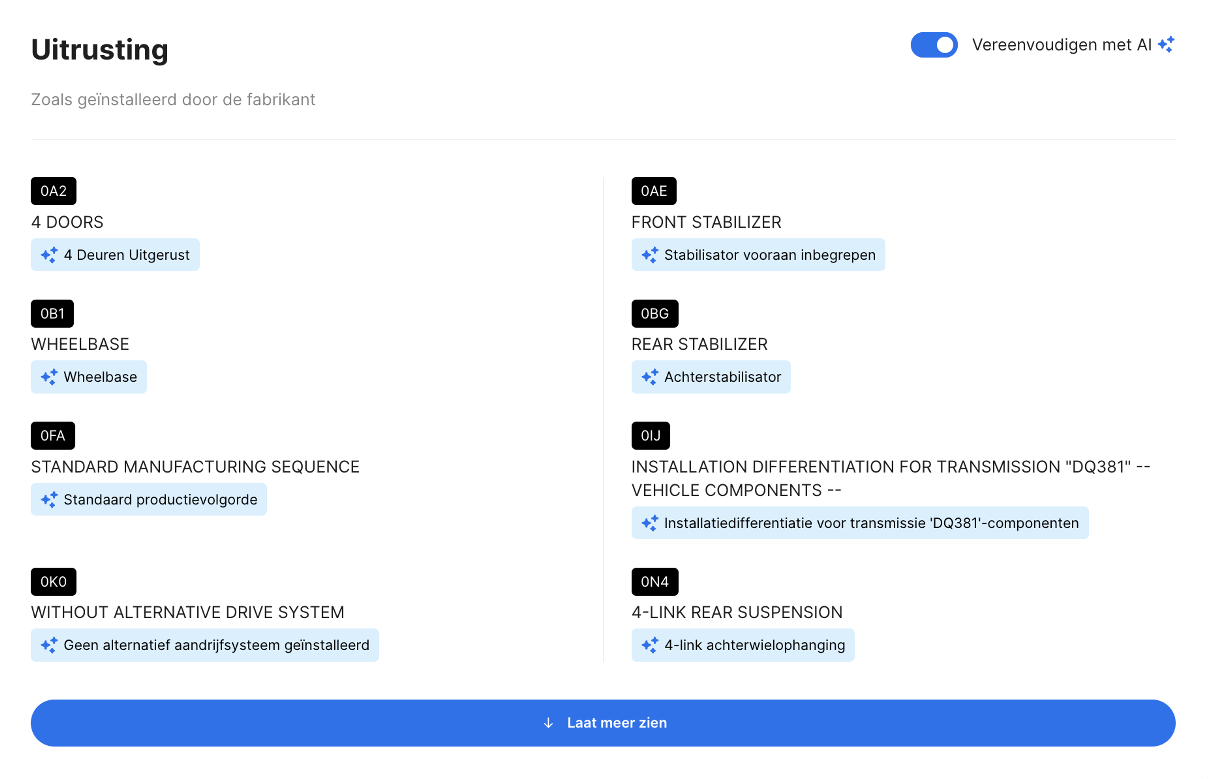 Vereenvoudig met AI-functie in carVertical-rapport