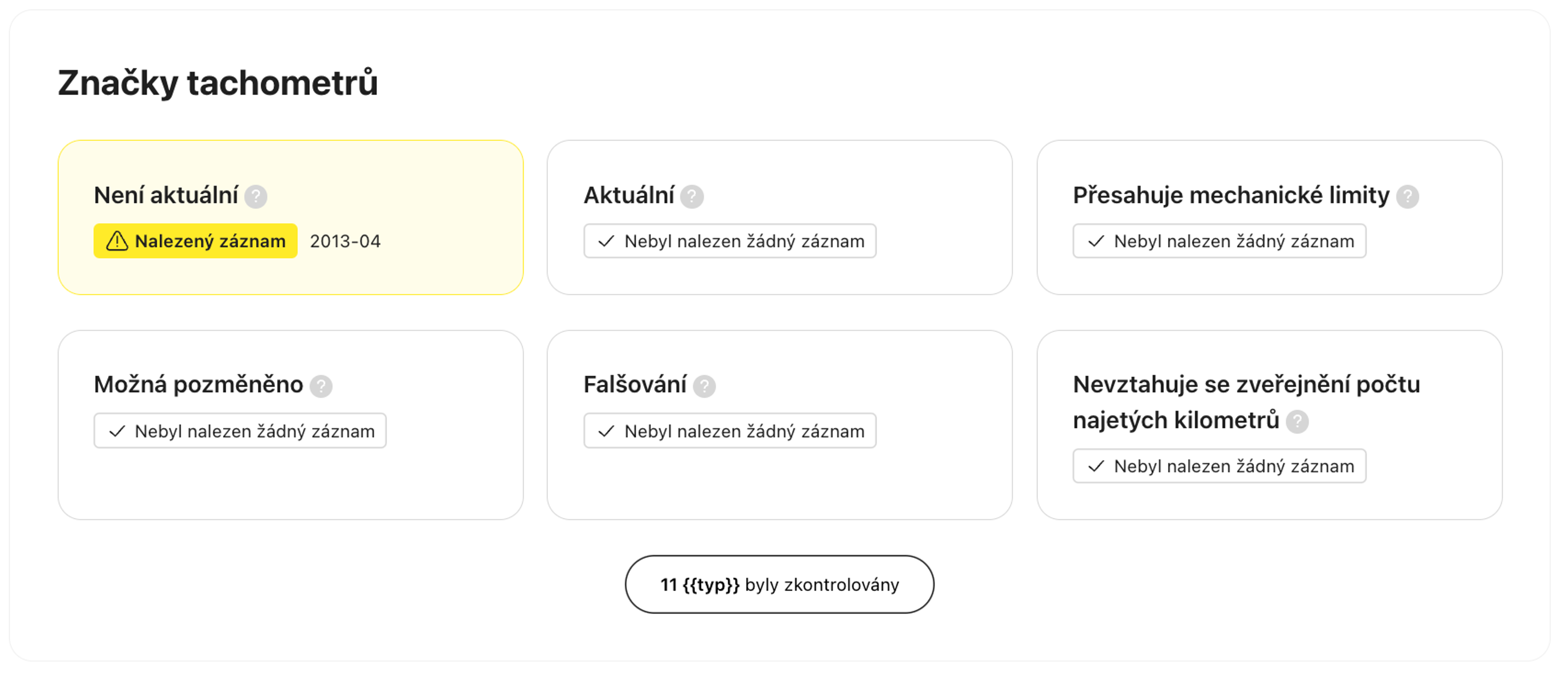 Kontrola stavu tachometru v přehledu carVertical