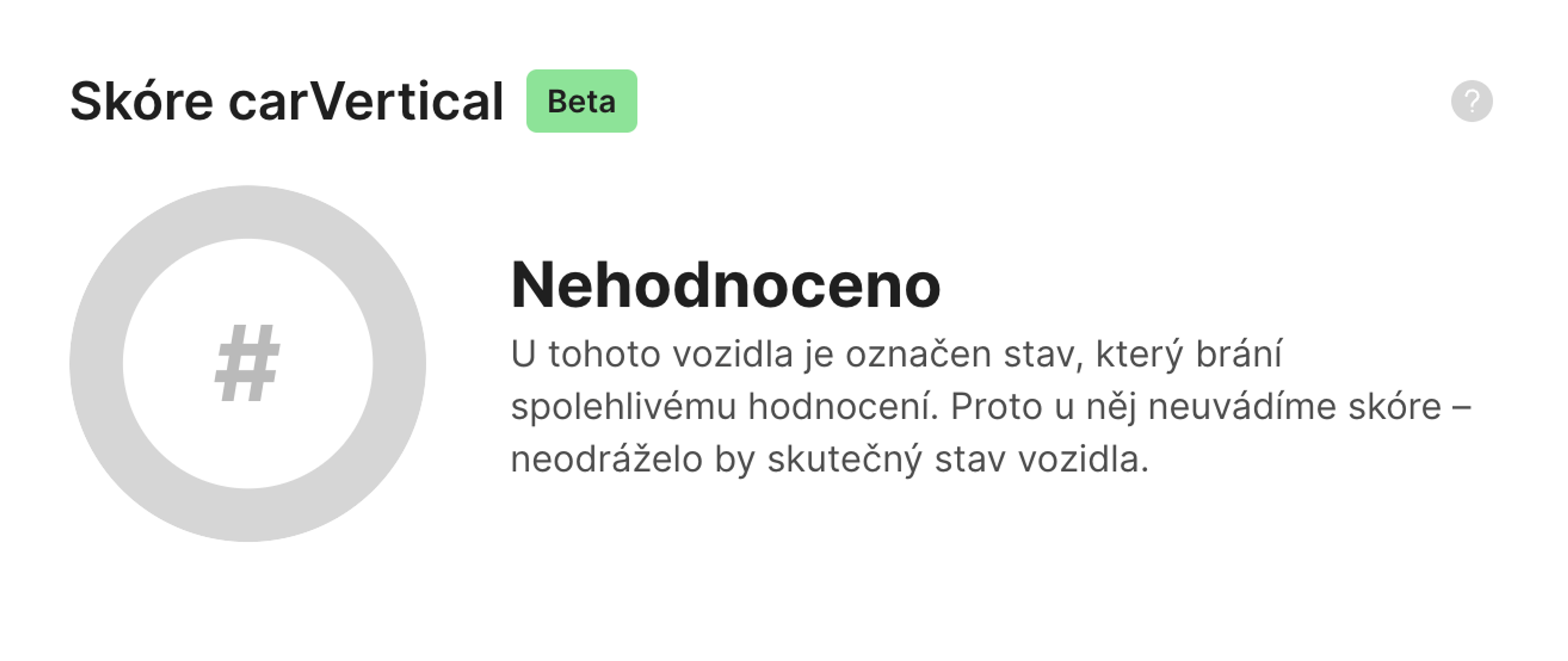 Přehled vozidla, pro nějž není skóre k dispozici