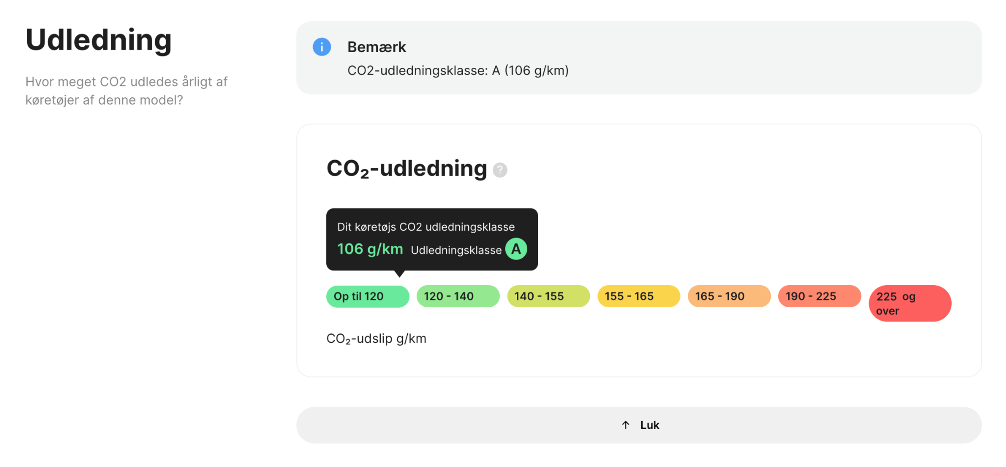 emissionssektionen i "carVertical"-rapporten