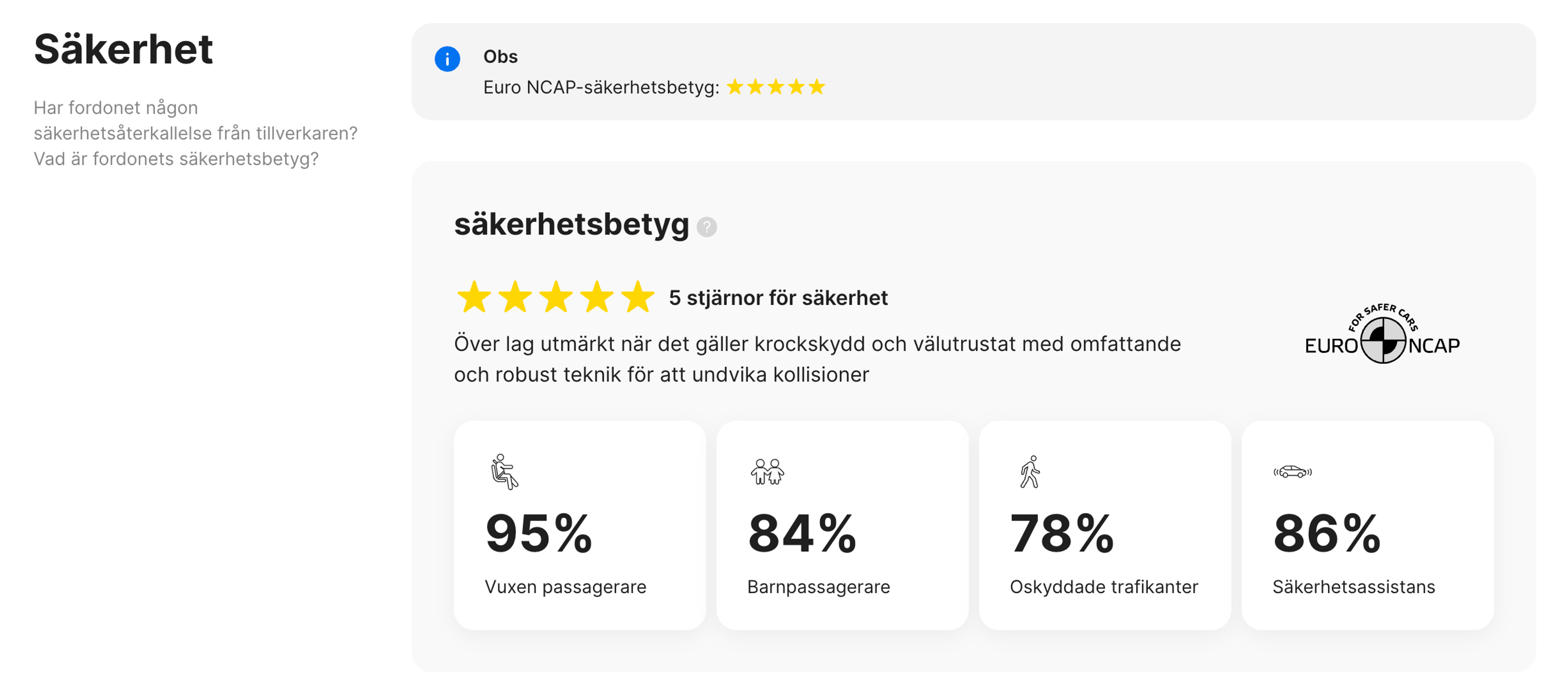 Säkerhetsavsnitt i rapporten "carVertical"