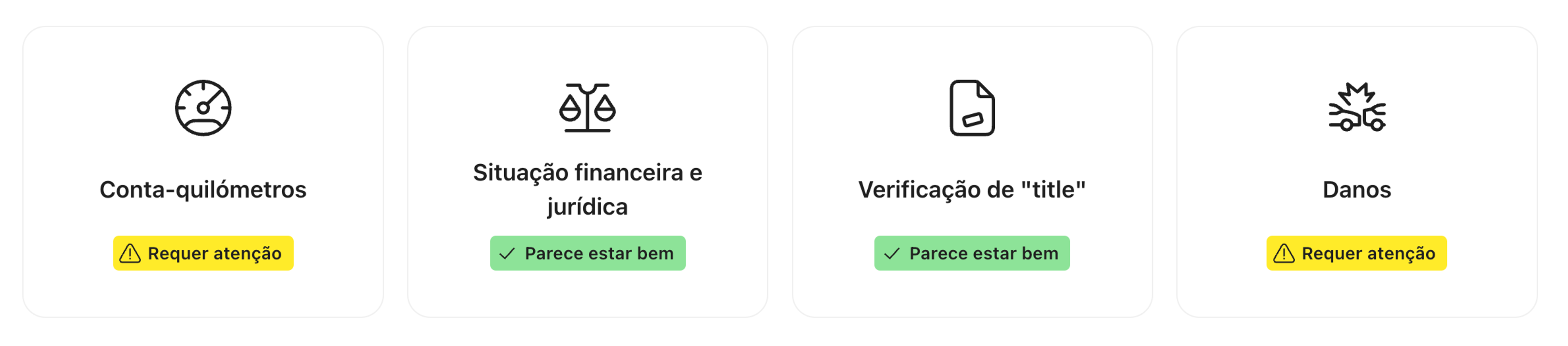 Relatórios de veículos cronometrados e danificados