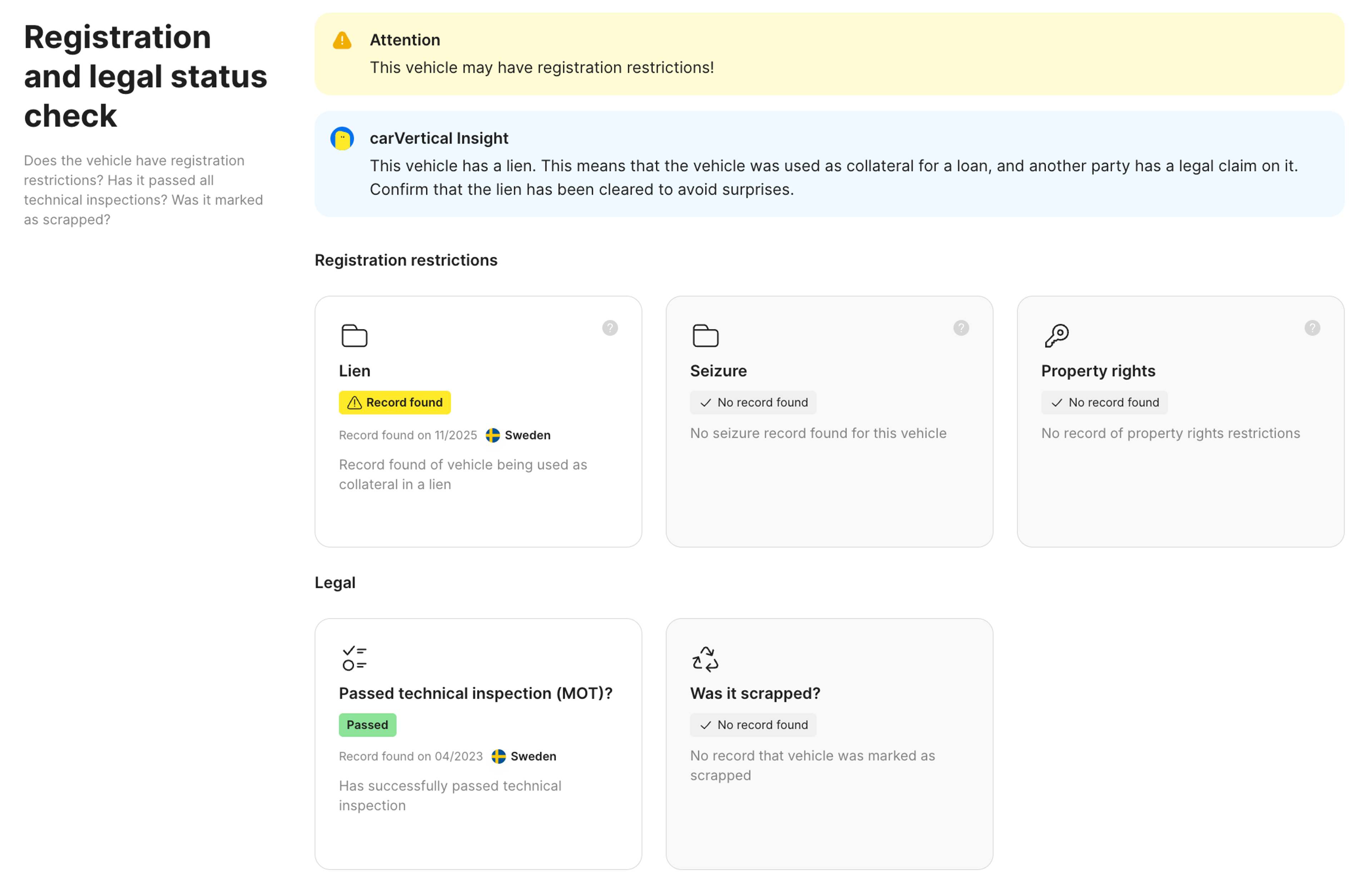 registration and legal status check