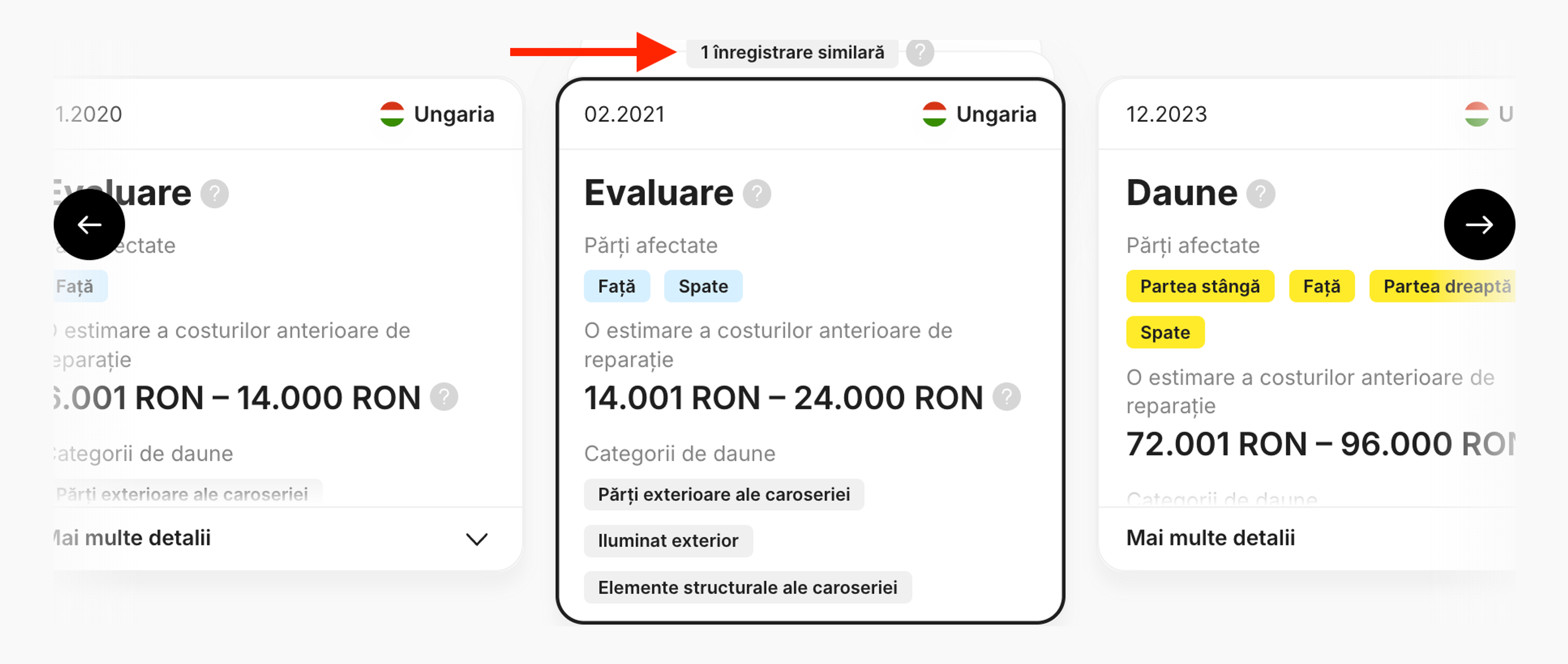 Înregistrări similare în secțiunea Daune