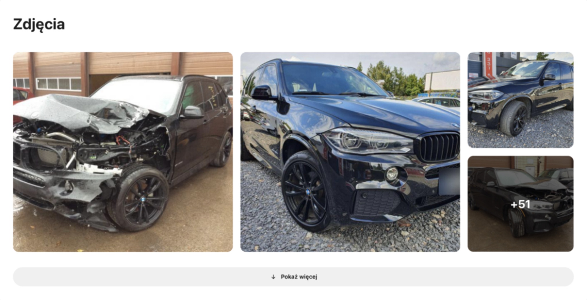 zdjęcia bmw po wypadku znalezione w carVertical, samochód uszkodzony, pojazd rozbity, samochód przed i po poważnych naprawach