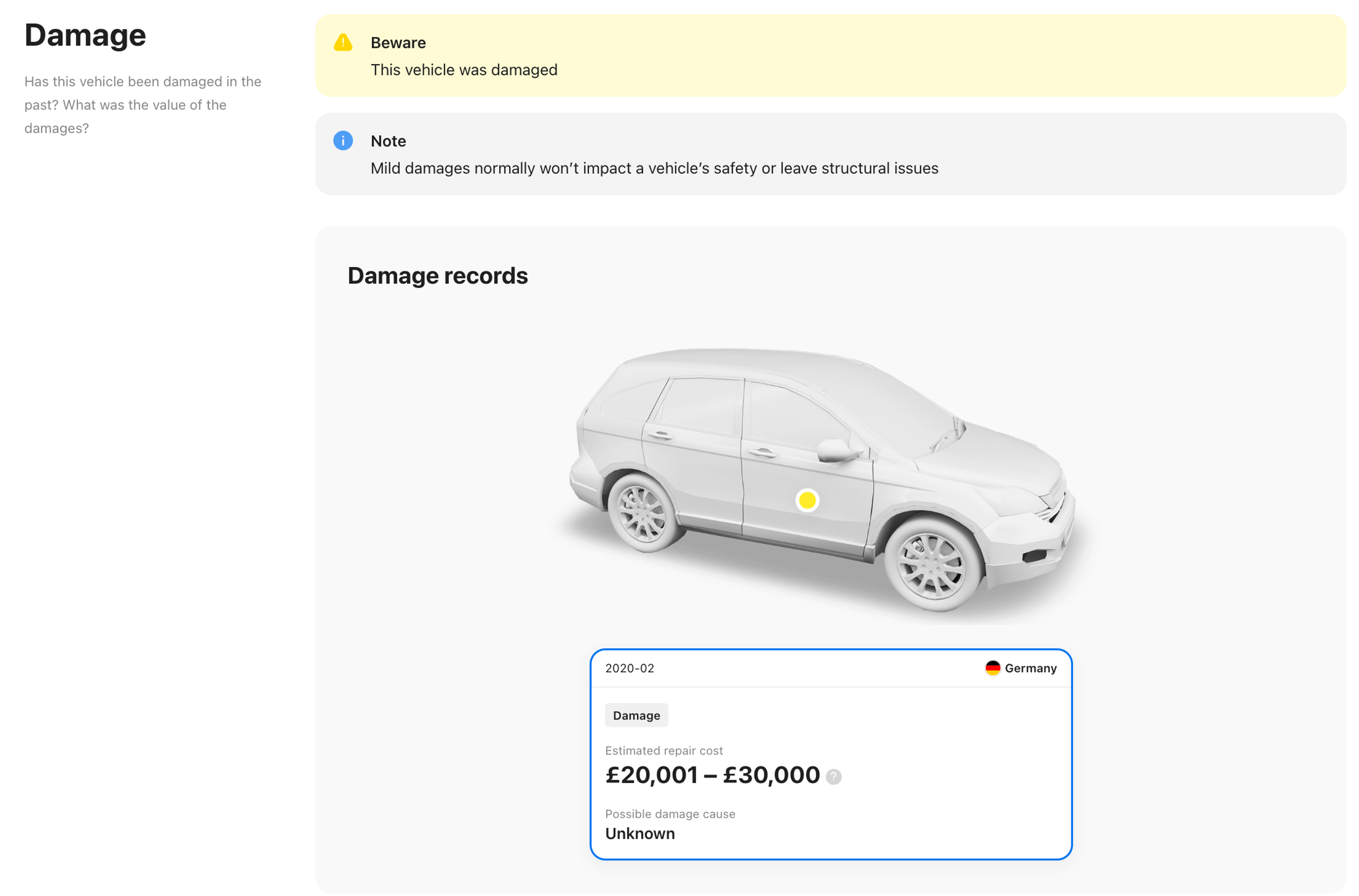 car damage records