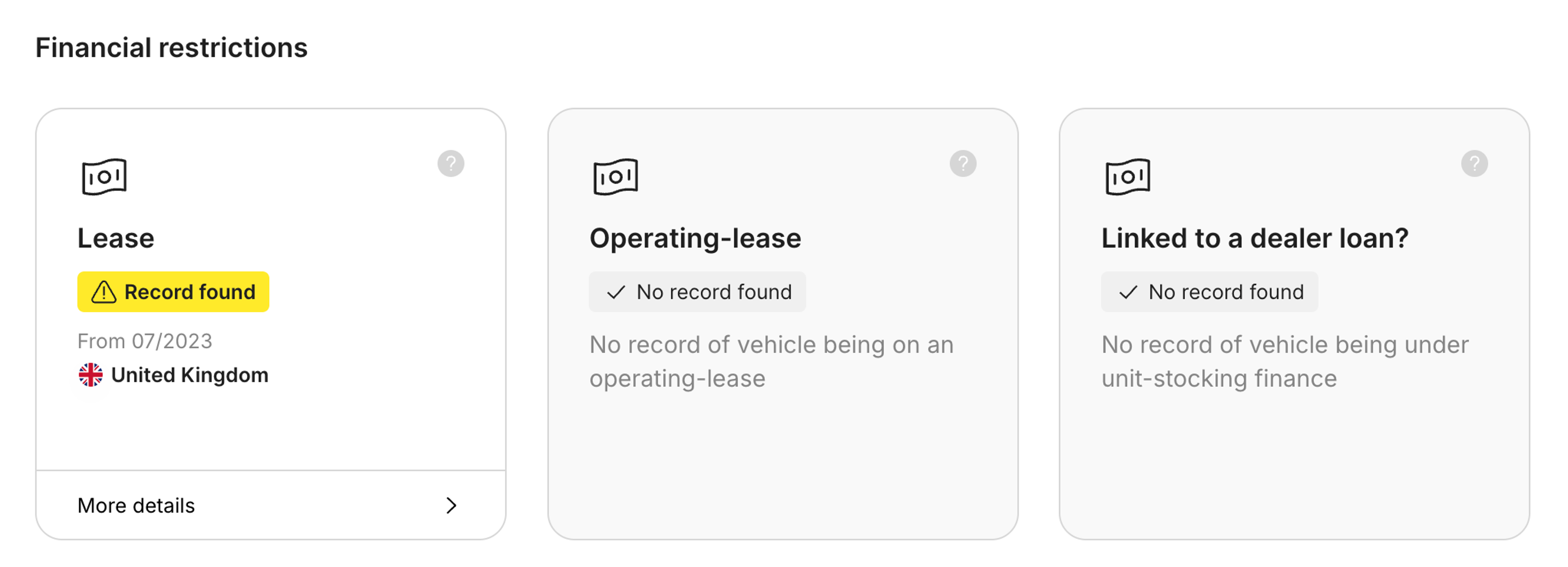 lease records found in carVertical report