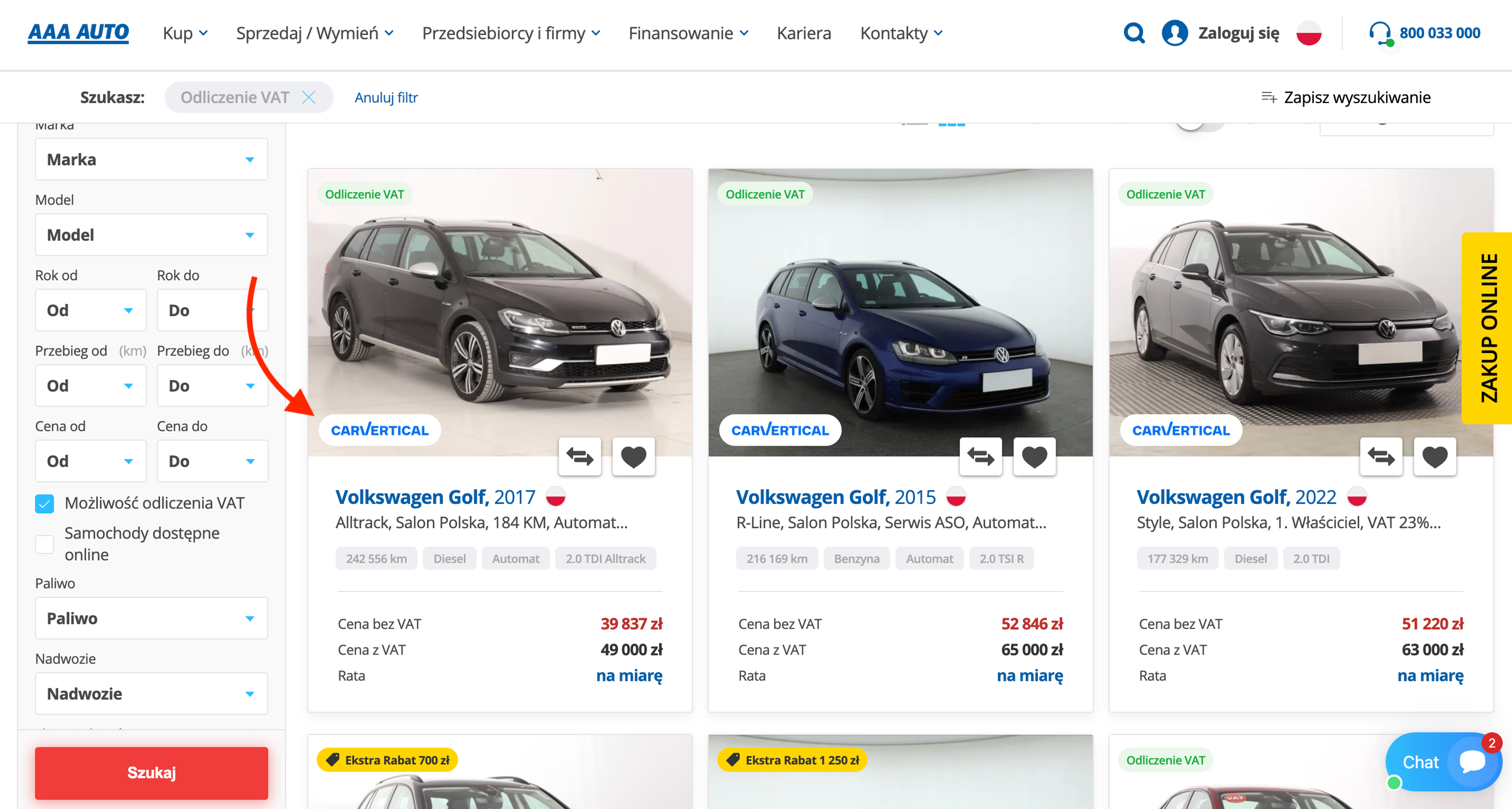 Odznaka zaufania carVertical na stronie internetowej partnerów