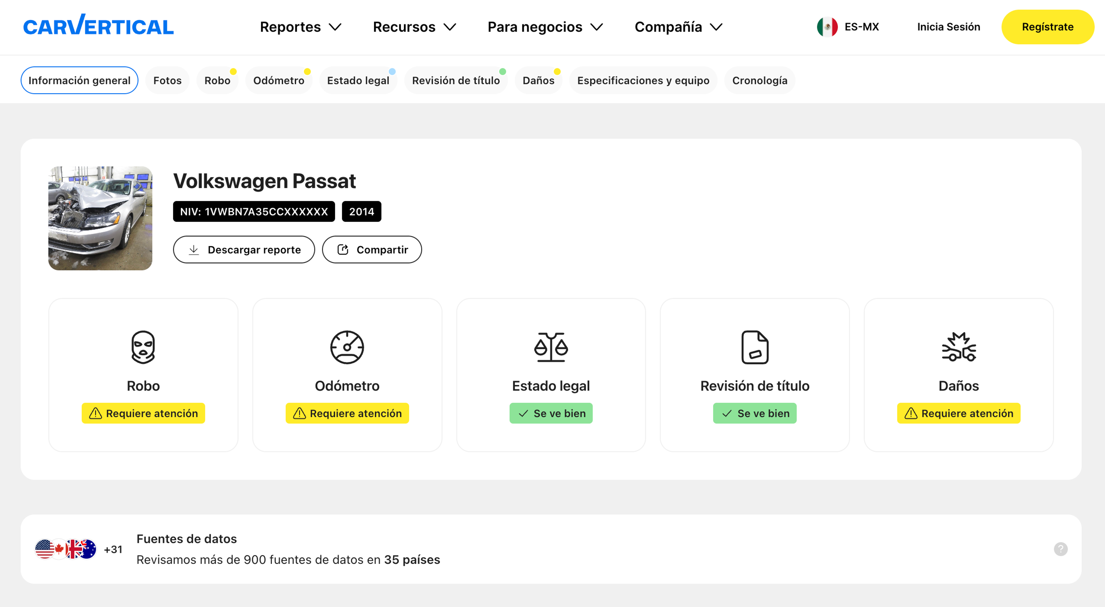 informe de muestra de carVertical