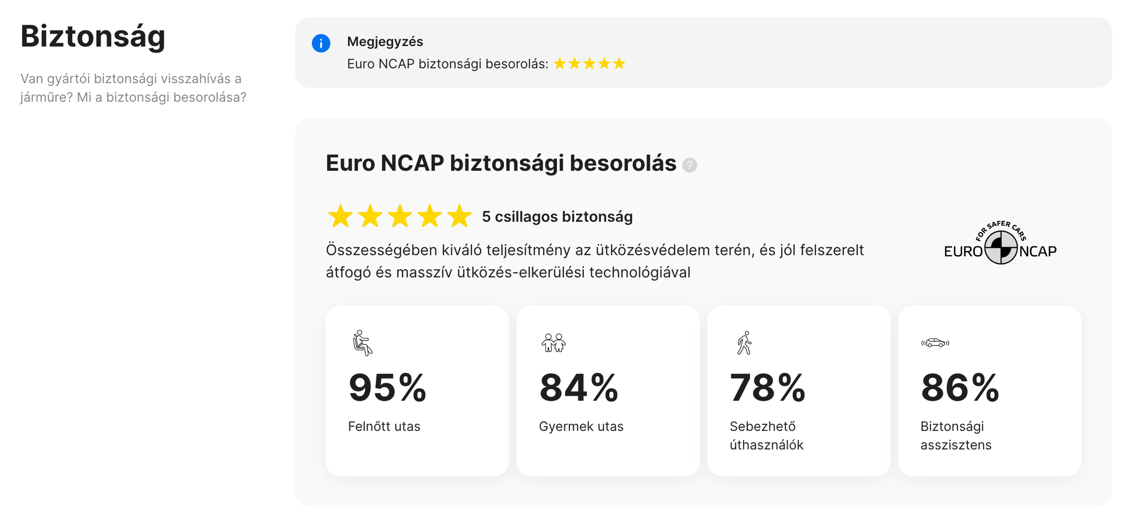 Biztonsági rész a carVertical jelentésben