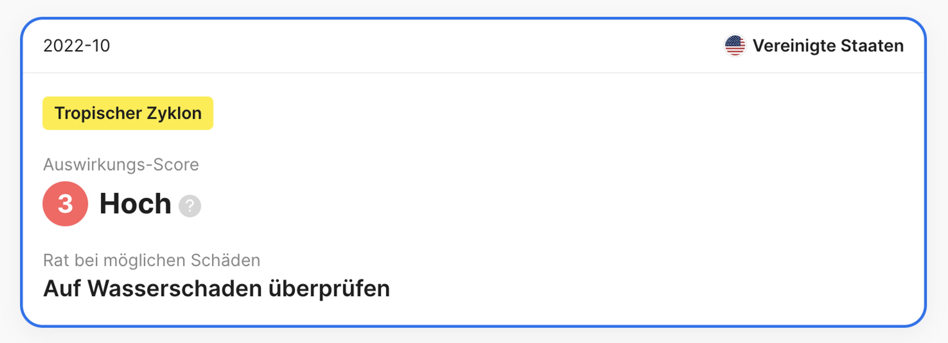 Katastropheninformationen im carVertical-Bericht erkannt