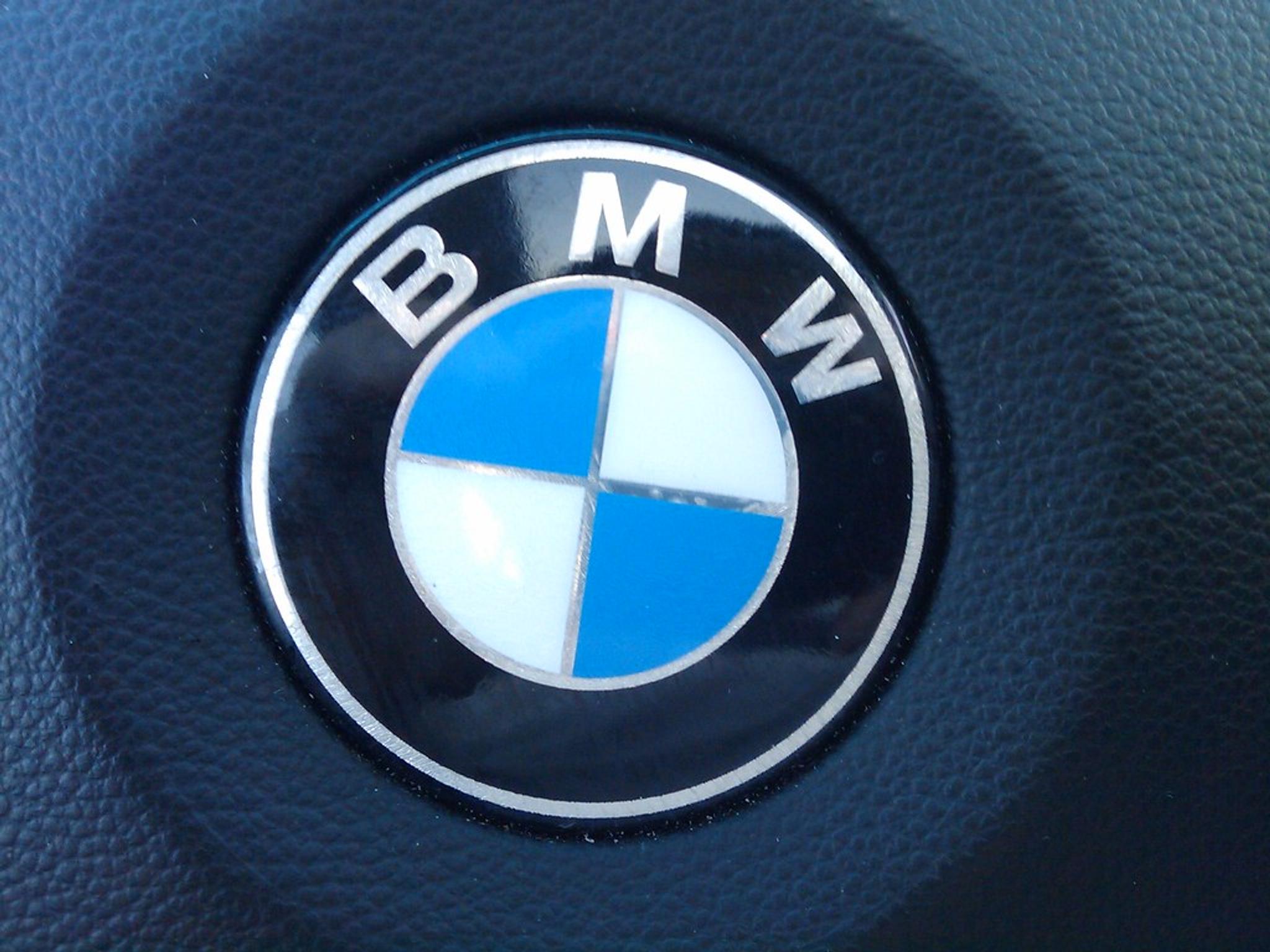 BMW badging on a steering wheel
