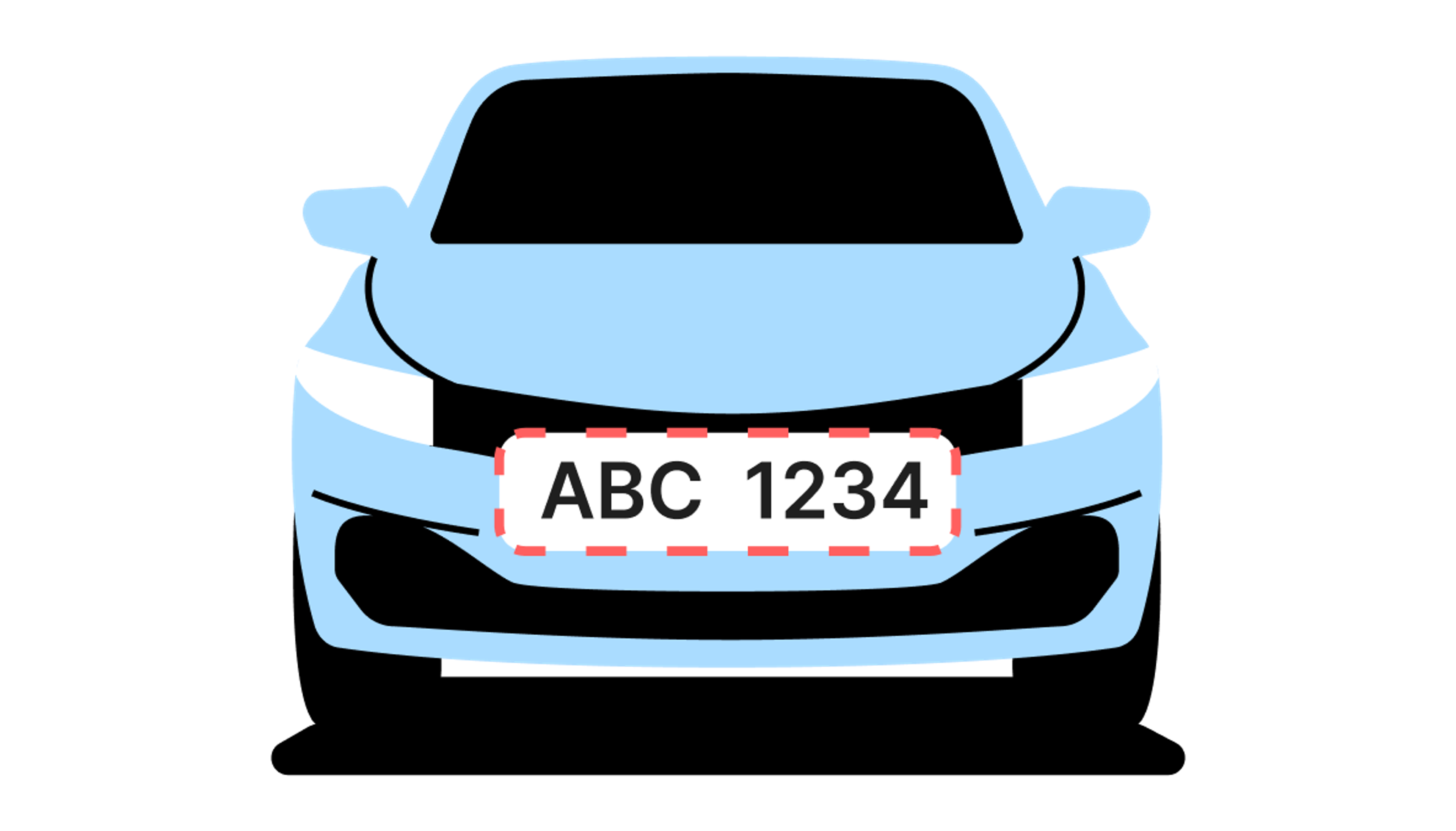 Front view of the car with license plate number