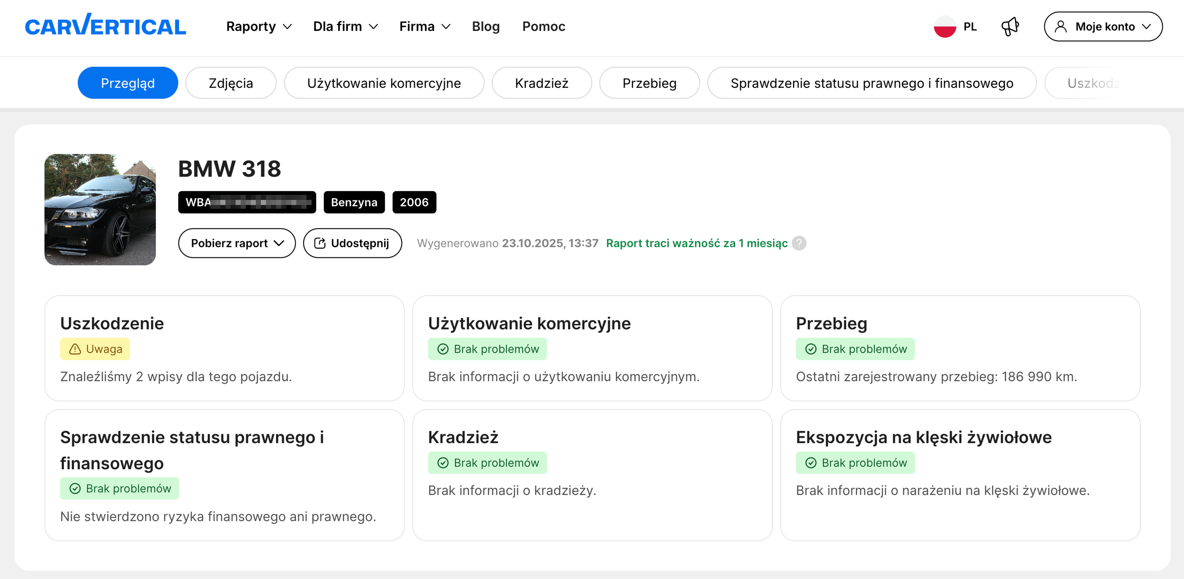 Podsumowanie raportu carVertical
