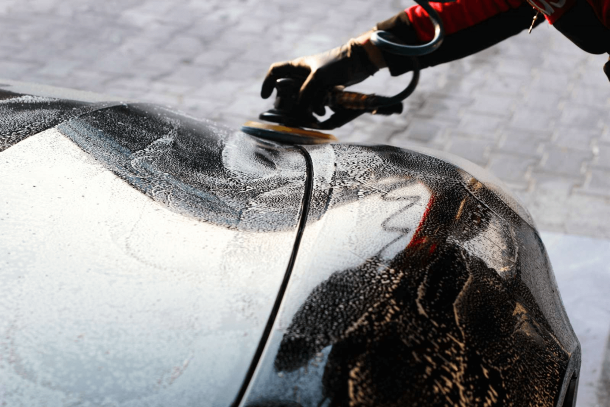 Polishing car with a ceramic coating device