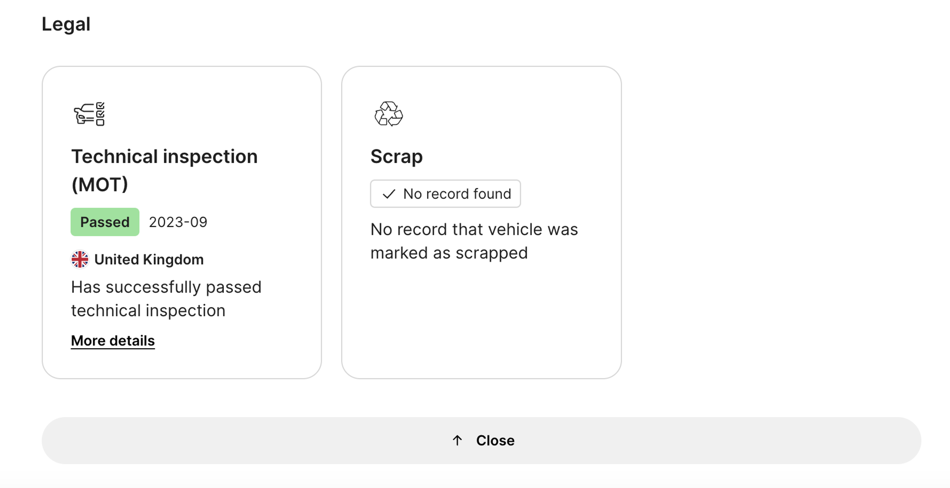 import records found in carVertical report