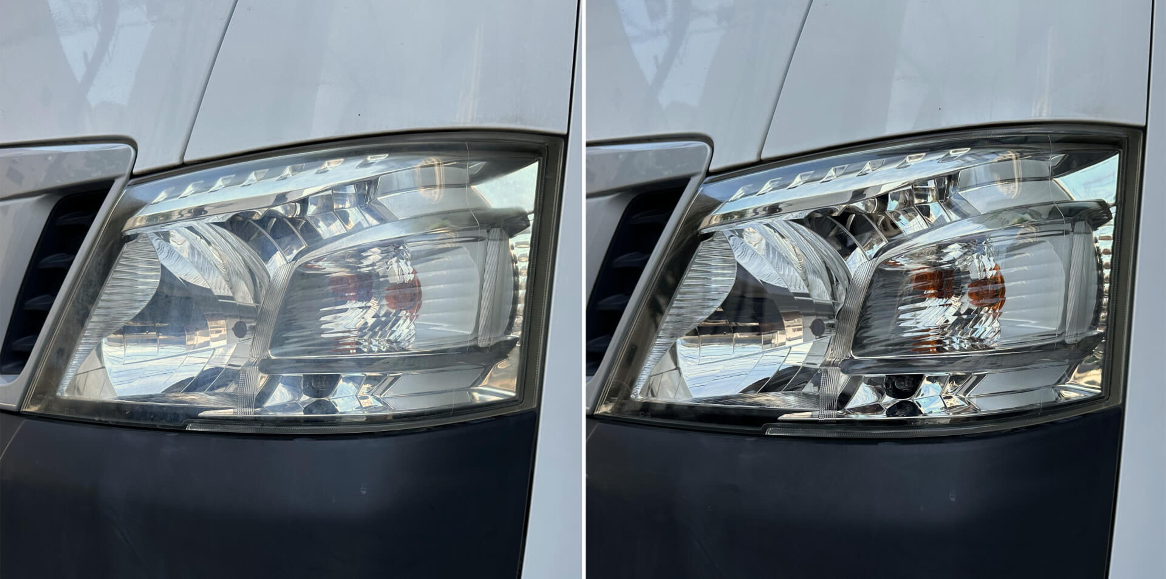 before and after cleaning headlights