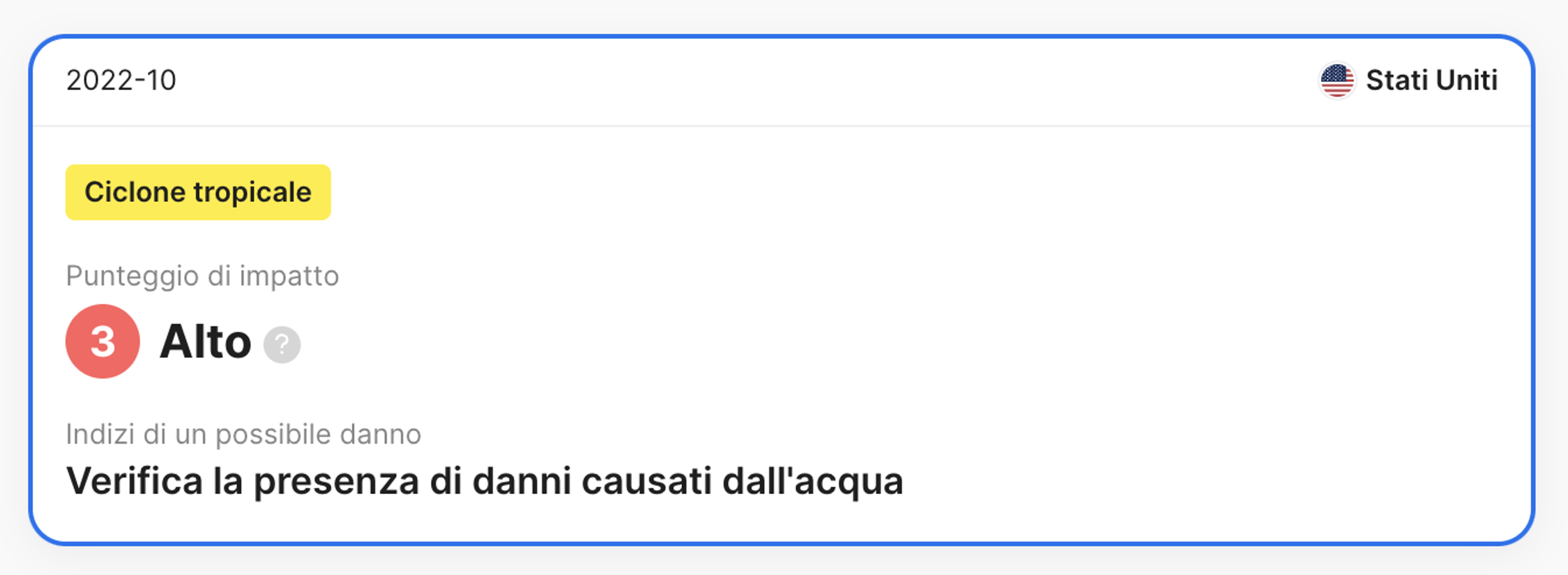informazioni sulle calamità rilevate nel report carVertical